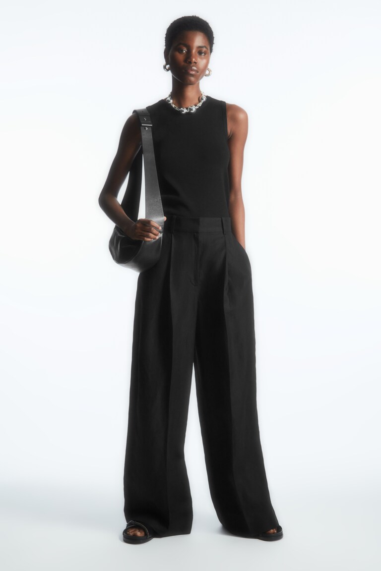 HIGH-WAISTED WIDE-LEG TROUSERS