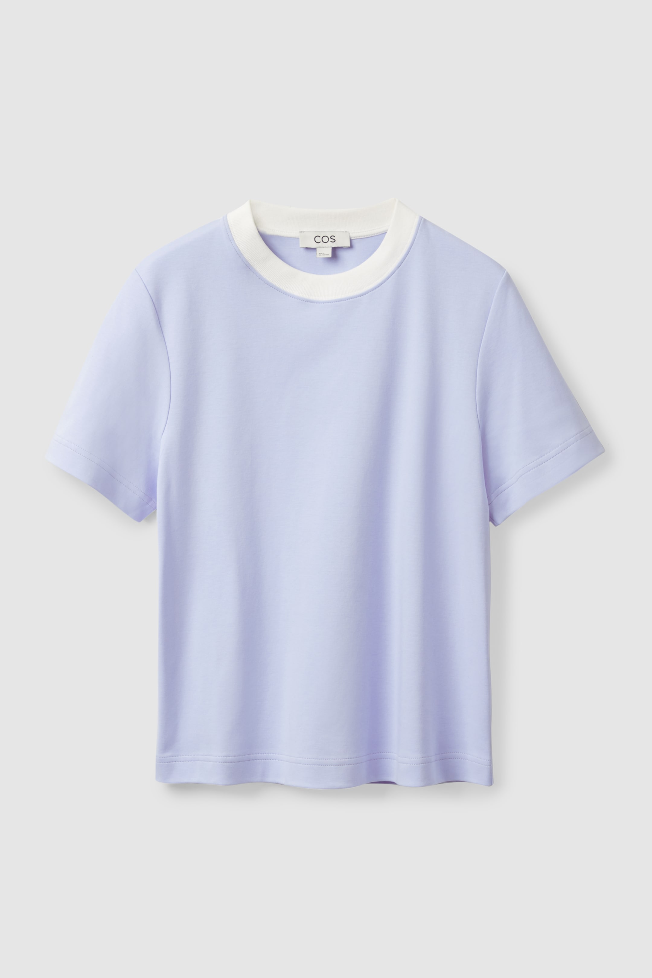 Front image of cos BOXY-FIT HEAVYWEIGHT T-SHIRT in LIGHT BLUE