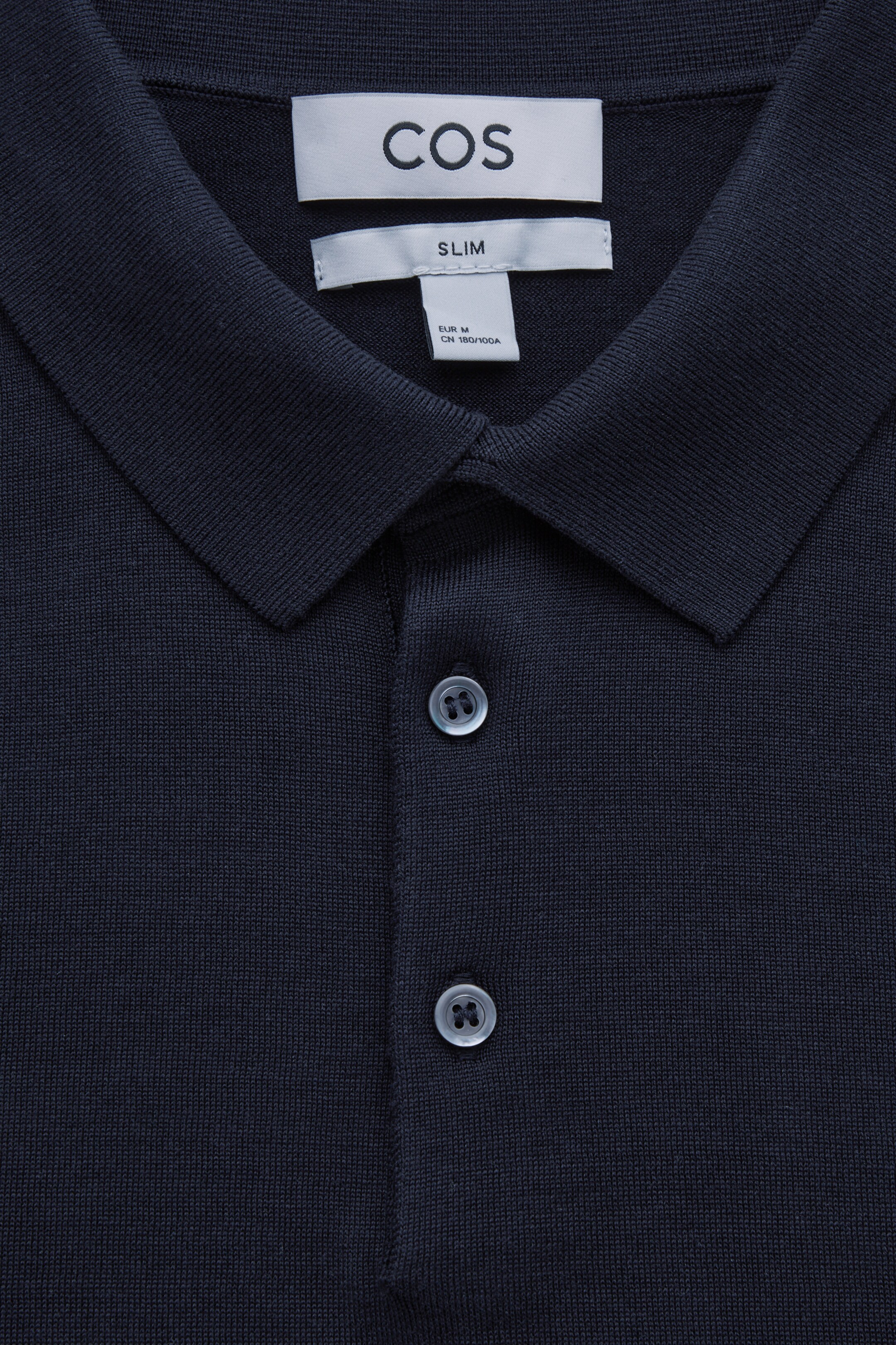 Short-sleeved knitted polo - navy - men | COS AU