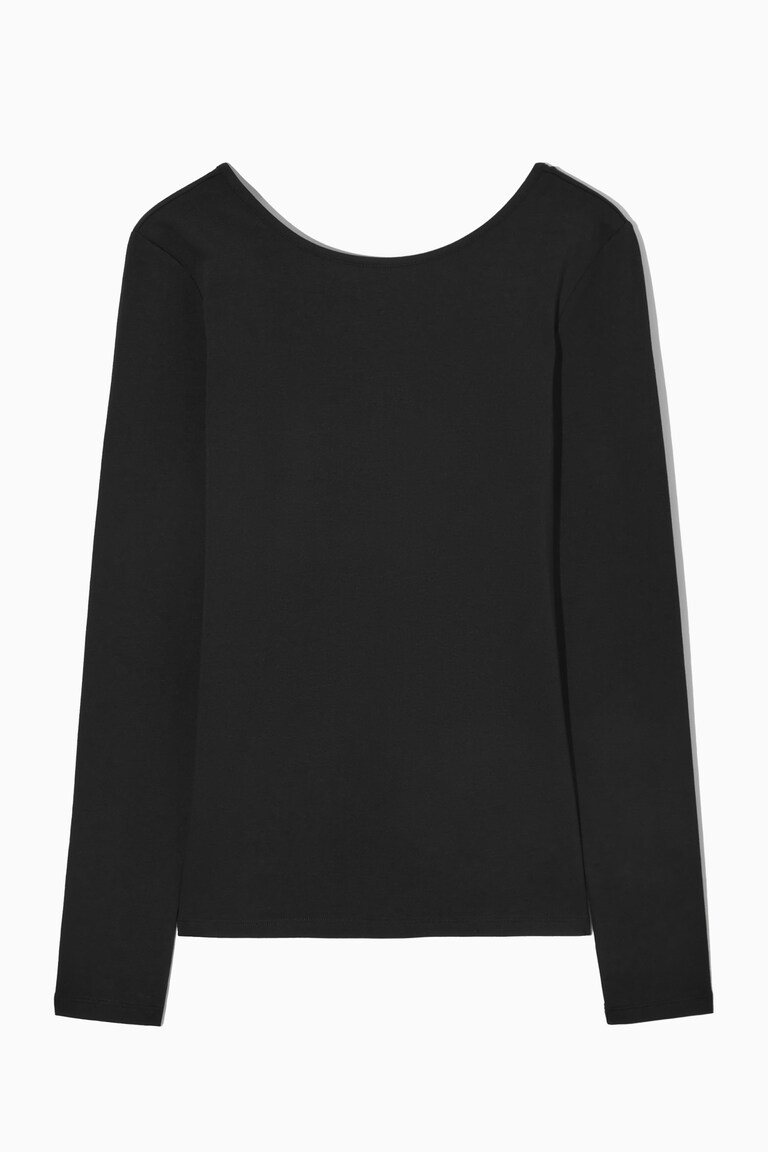 LONG-SLEEVED SCOOP-NECK TOP