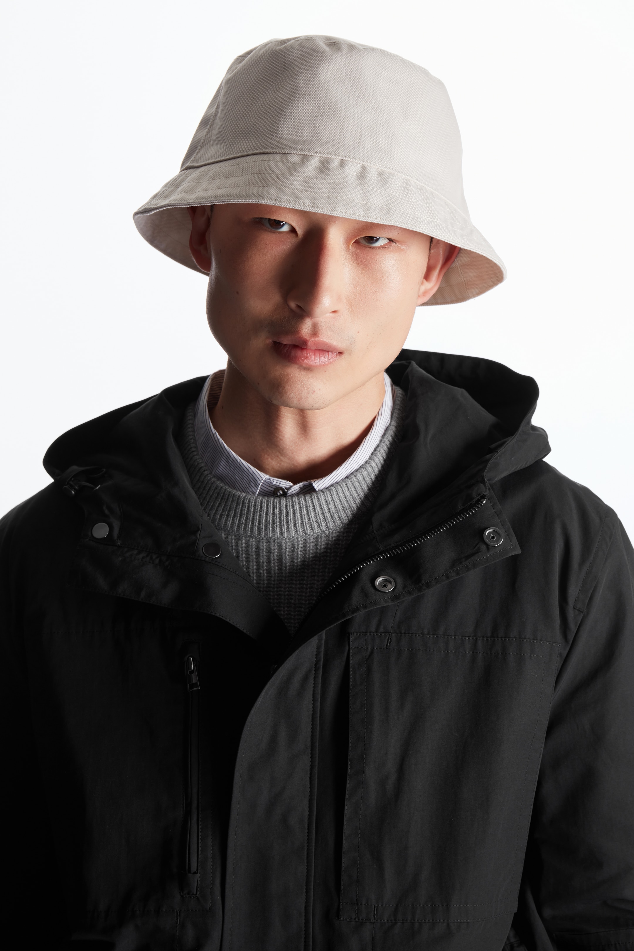 Front image of cos CANVAS BUCKET HAT in CREAM