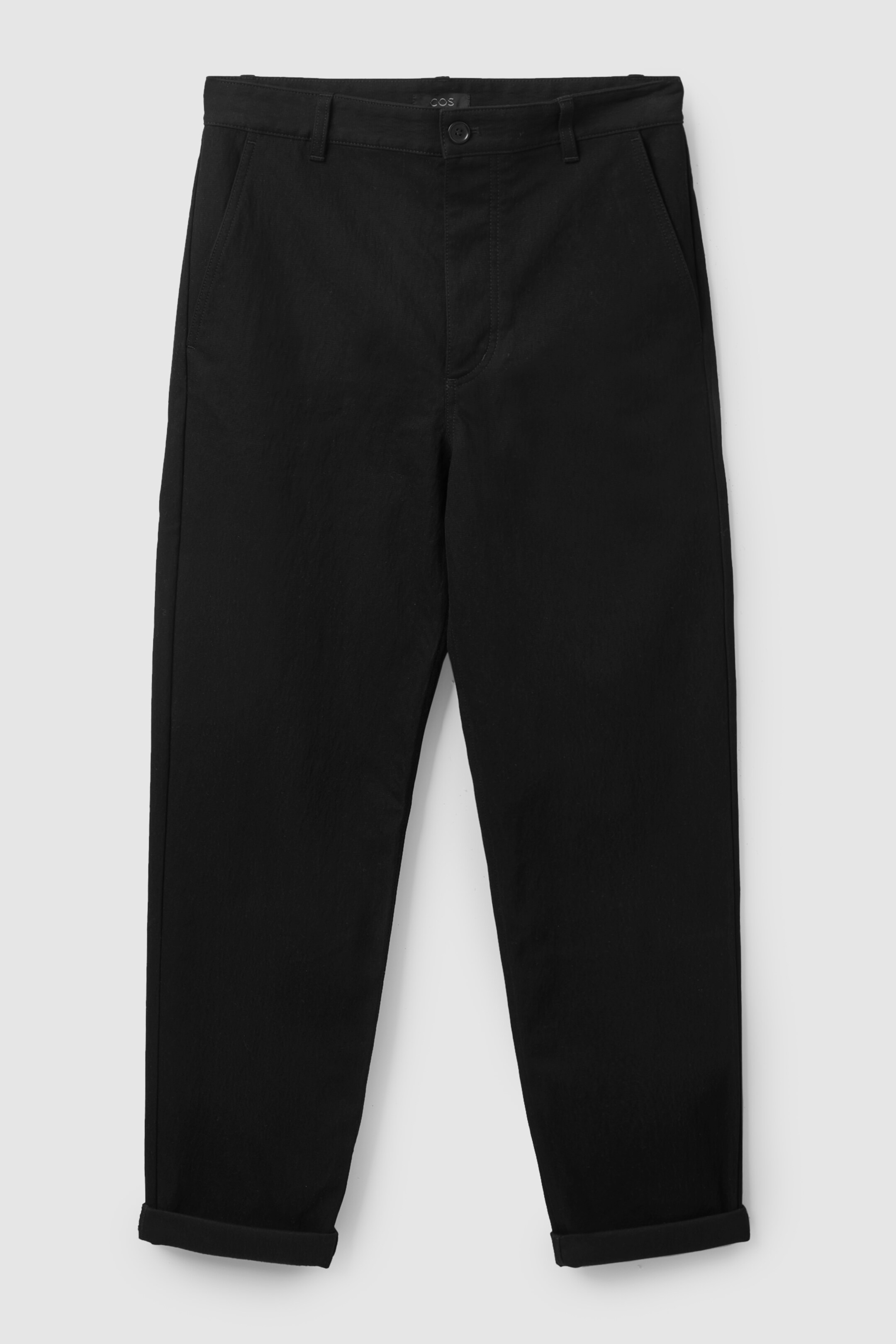 Front image of cos STRAIGHT-FIT CHINOS in BLACK