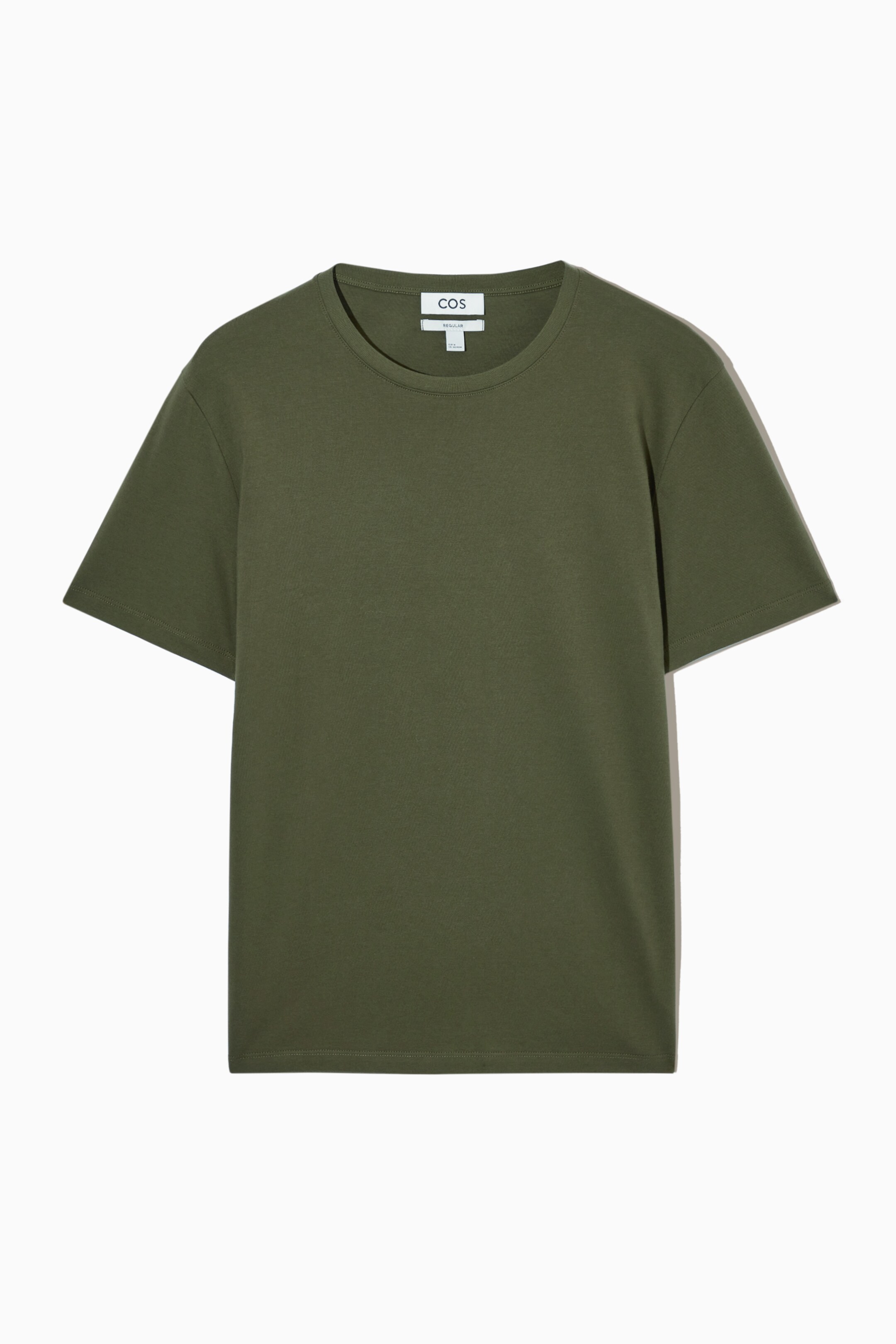 Front image of cos THE EXTRA FINE T-SHIRT in KHAKI