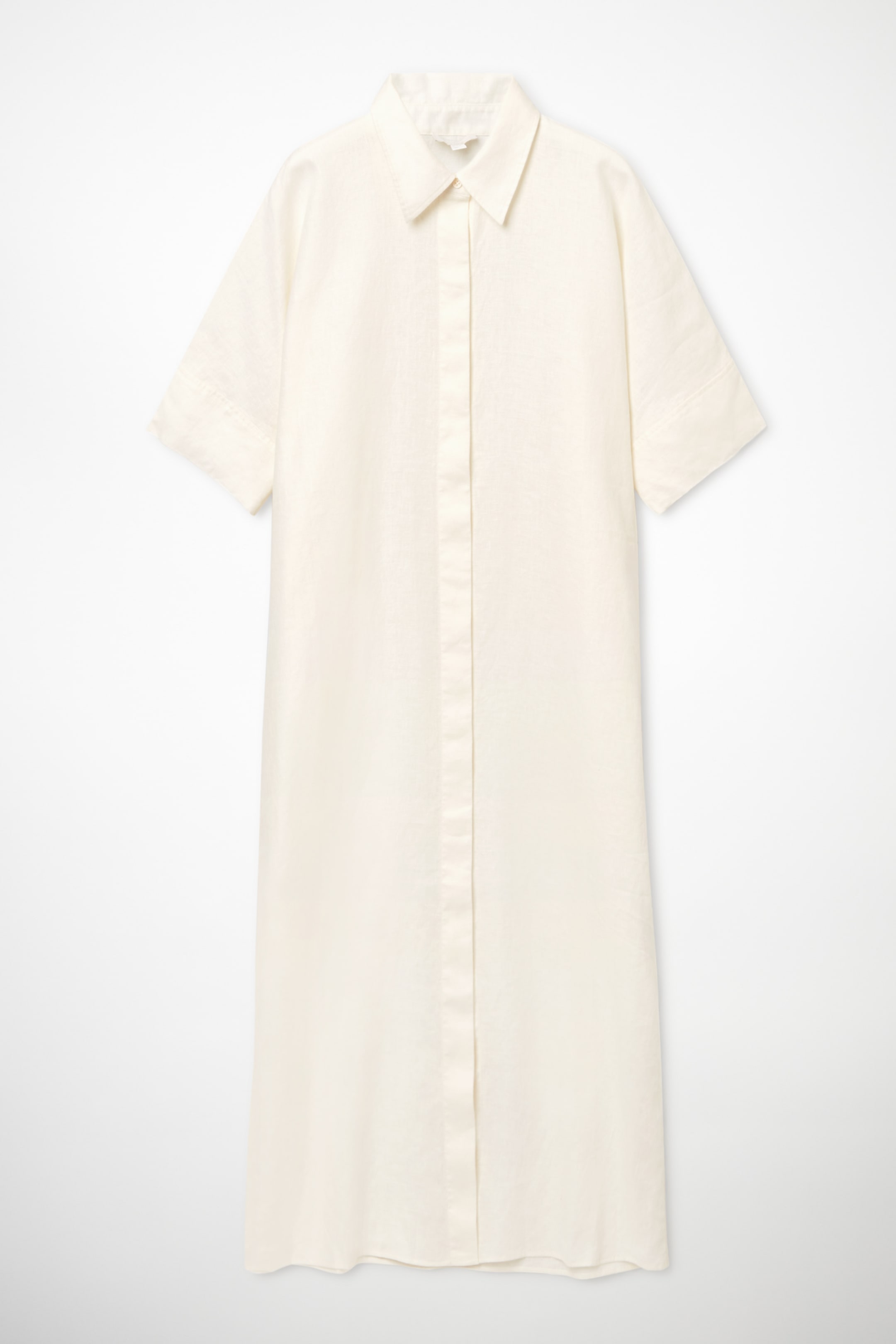 Front image of cos LINEN SHIRT DRESS in off-white