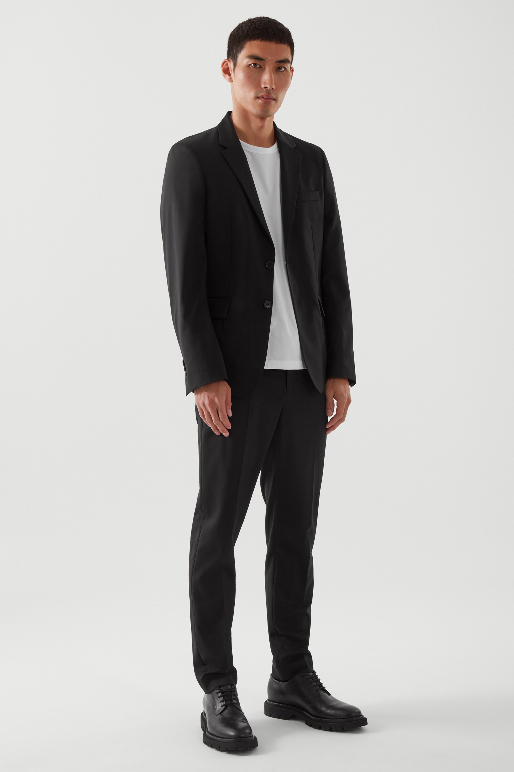 Front image of cos SLIM-FIT TAILORED BLAZER in BLACK