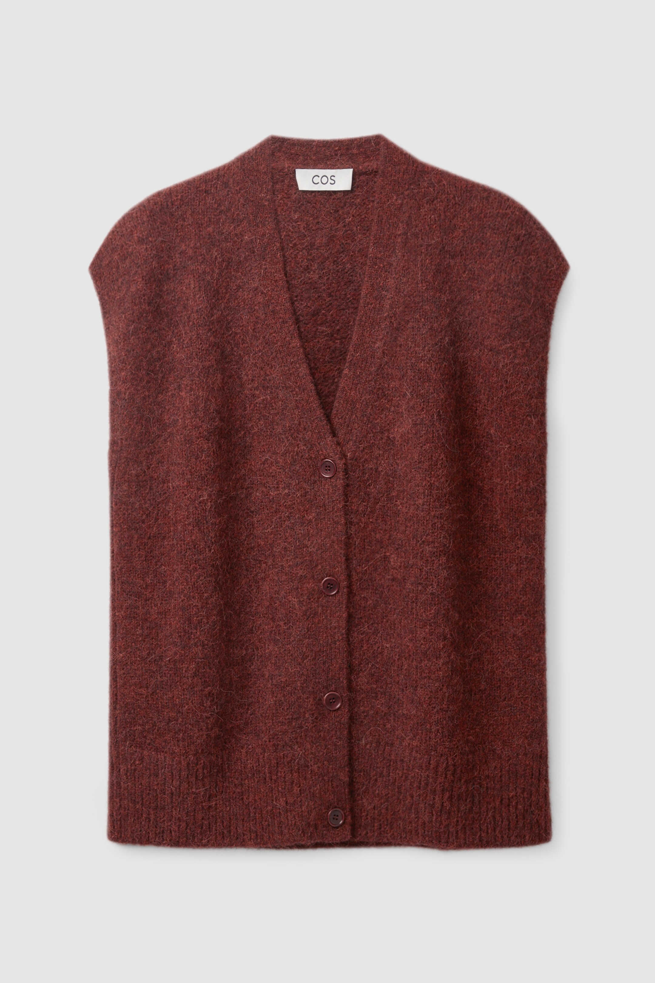 Front image of cos KNITTED VEST in maroon
