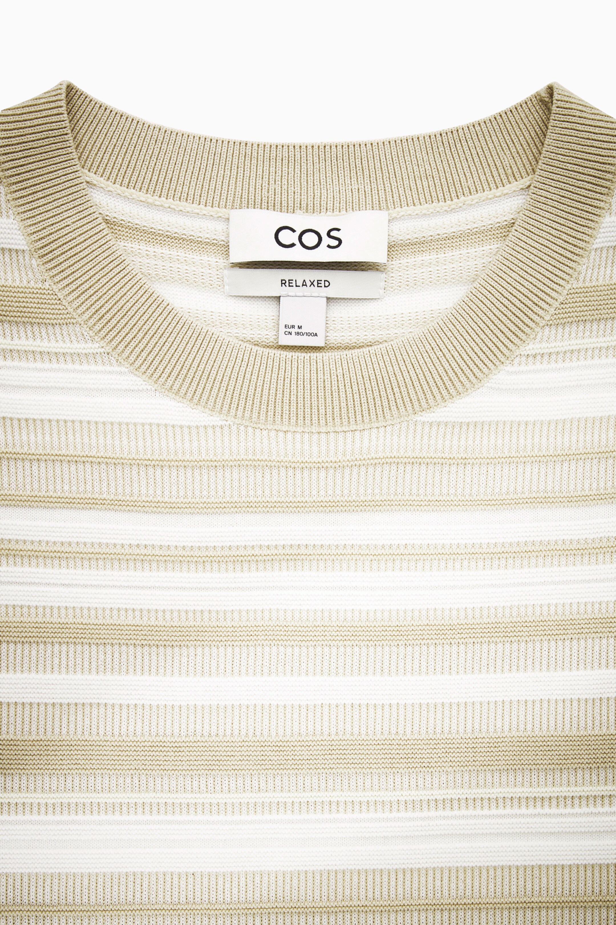 Relaxed-fit jacquard-knit striped t-shirt - WHITE / BEIGE - men