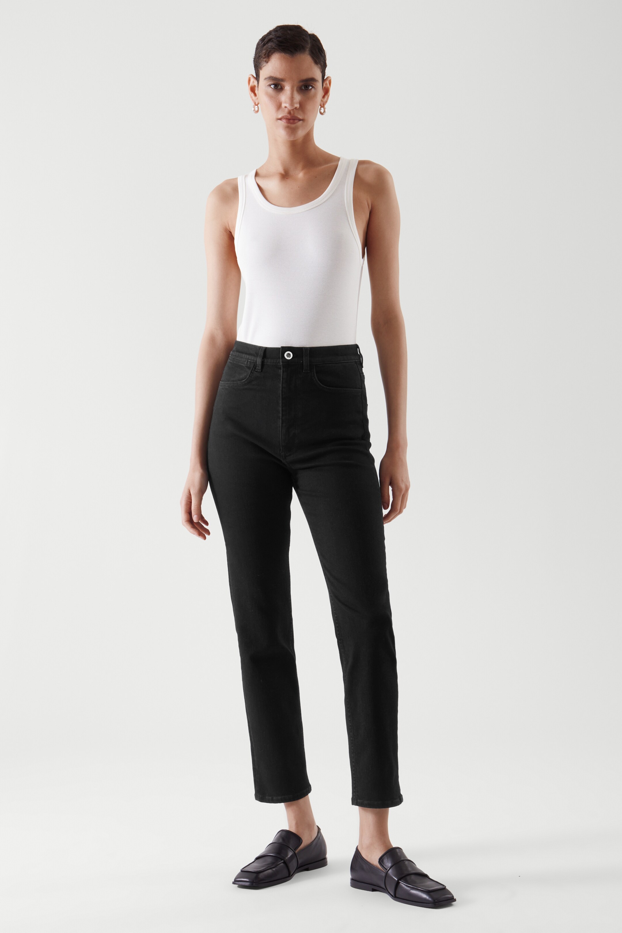 Front image of cos SLIM-FIT HIGH-RISE JEANS in black