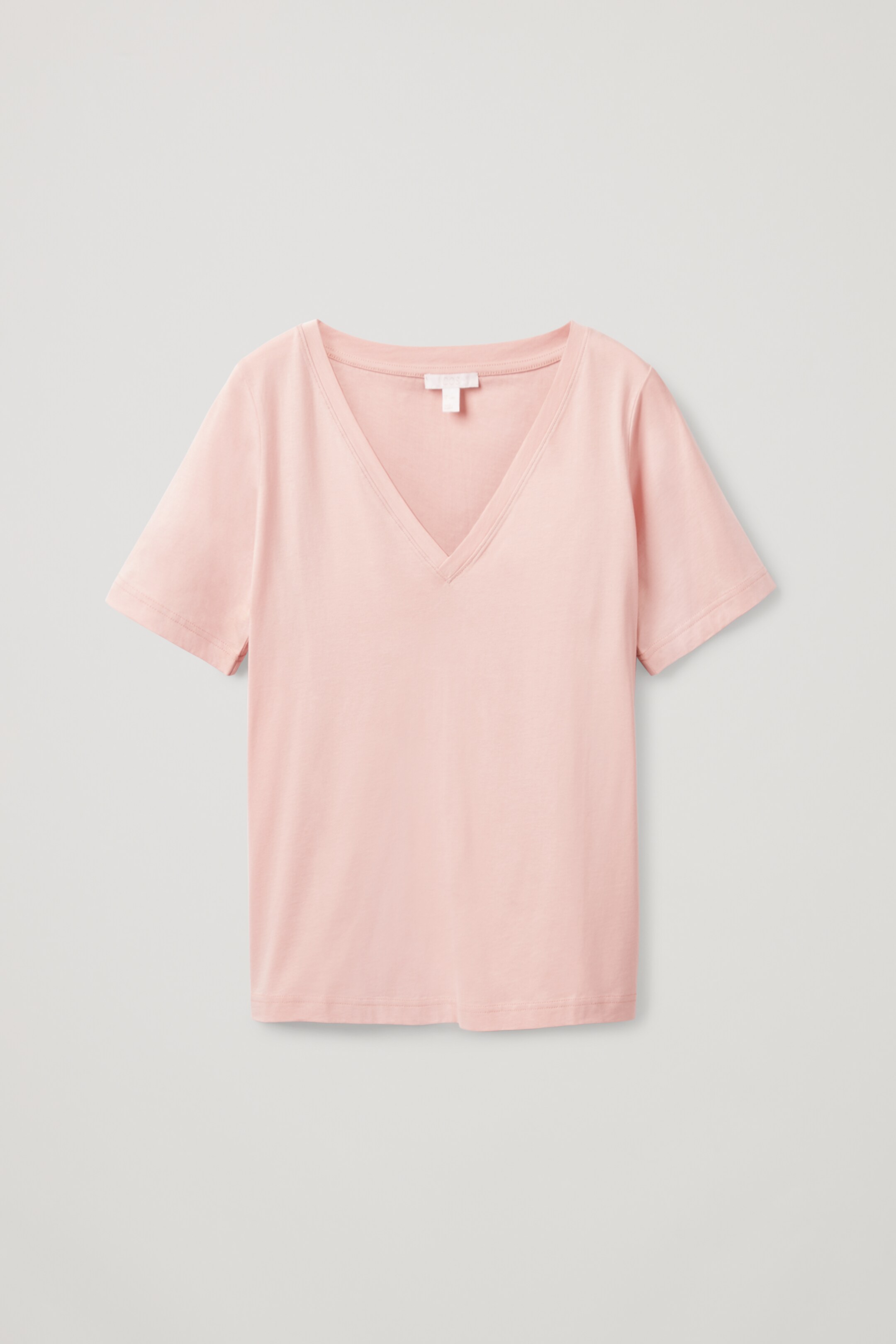 Front image of cos V-NECK T-SHIRT in dusty pink