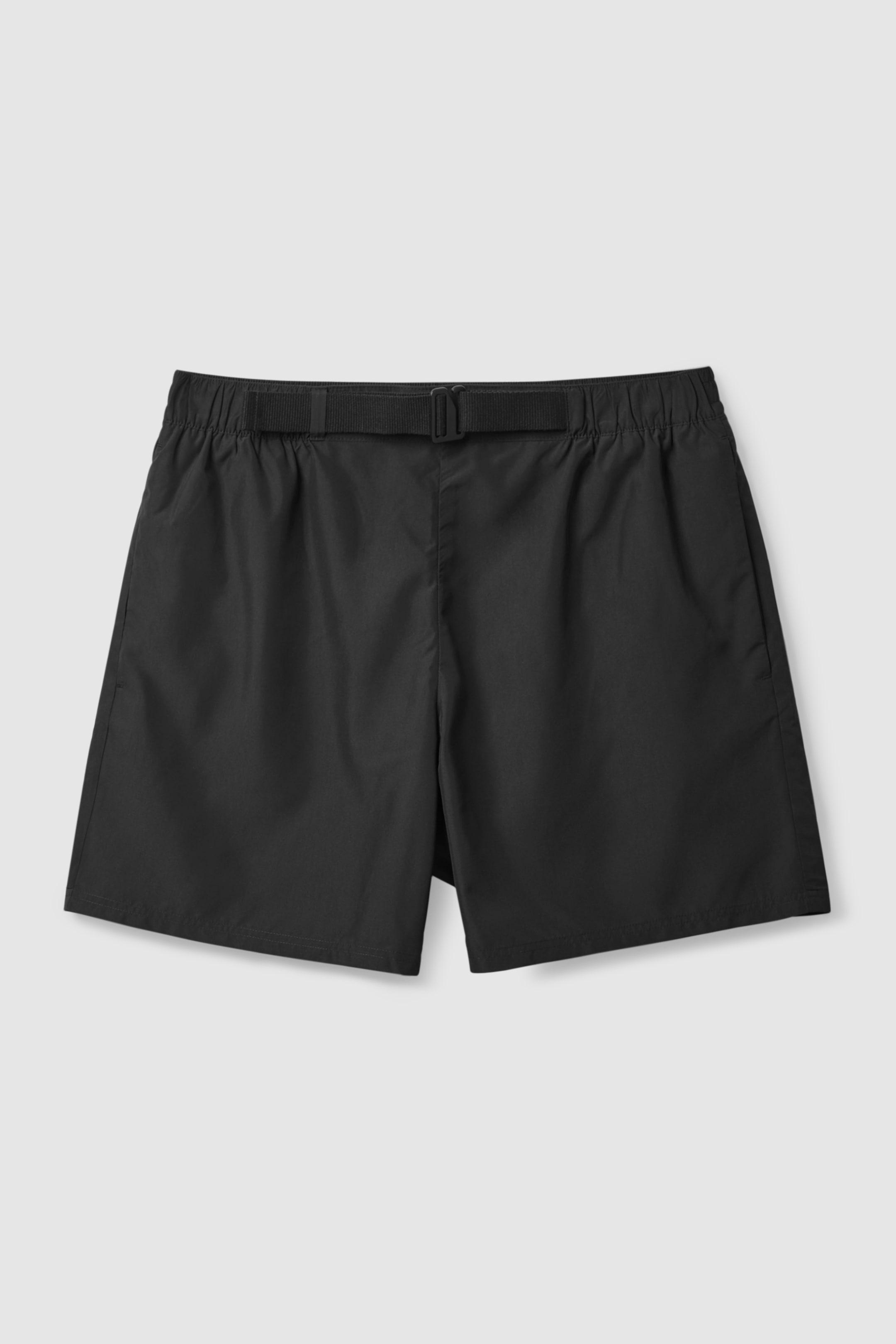 Front image of cos BUCKLE SWIM SHORTS in BLACK