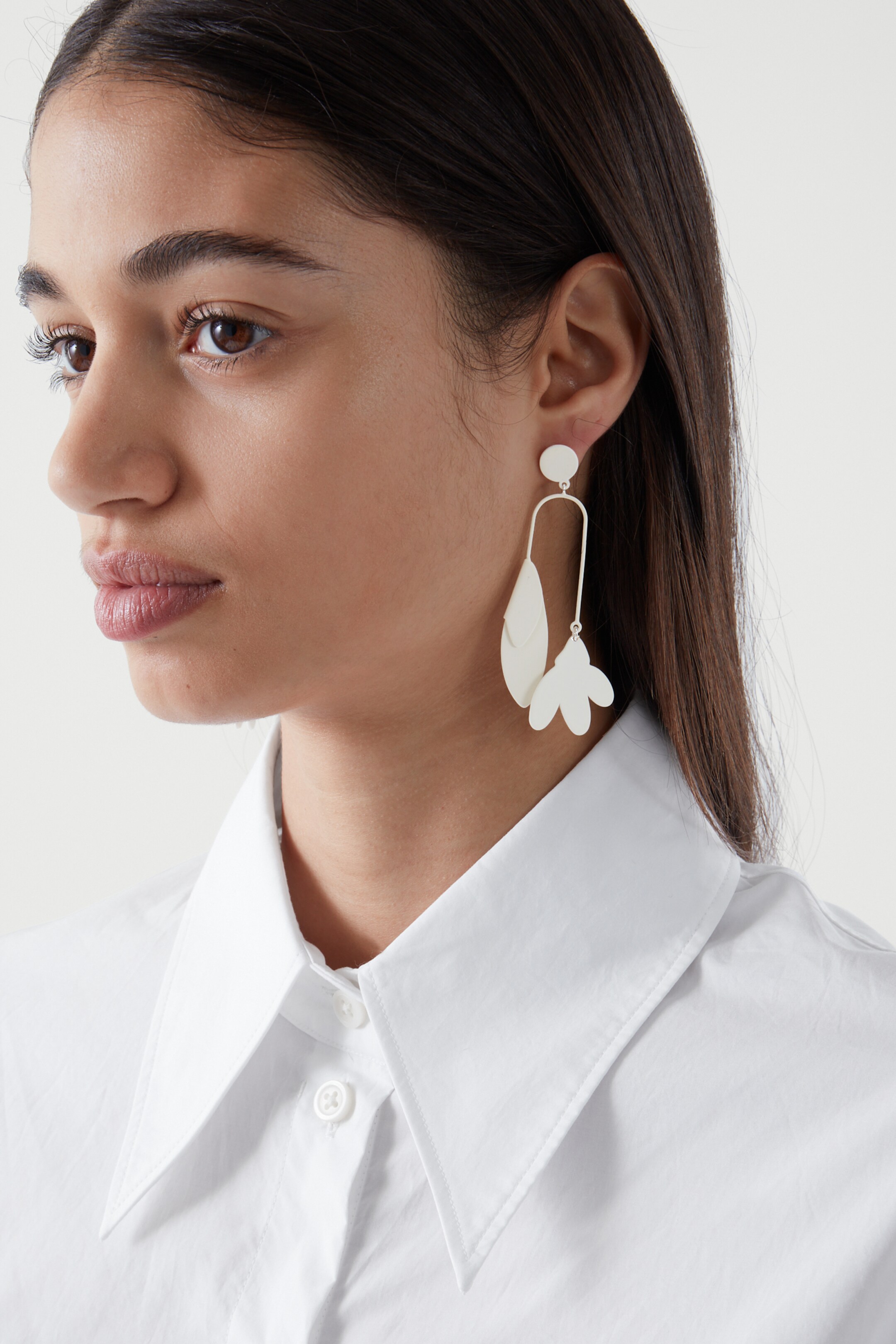 Front image of cos STATEMENT DROP EARRINGS in WHITE