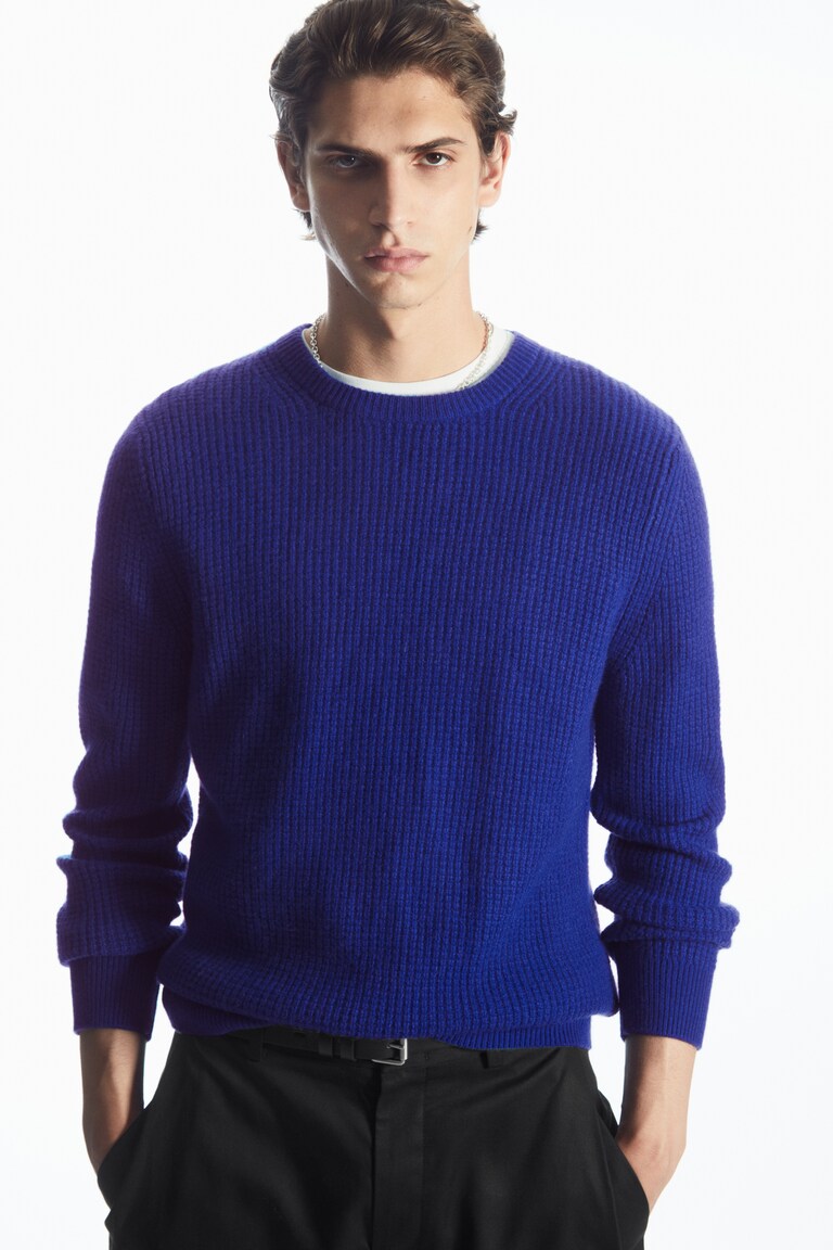 WAFFLE-KNIT PURE CASHMERE JUMPER