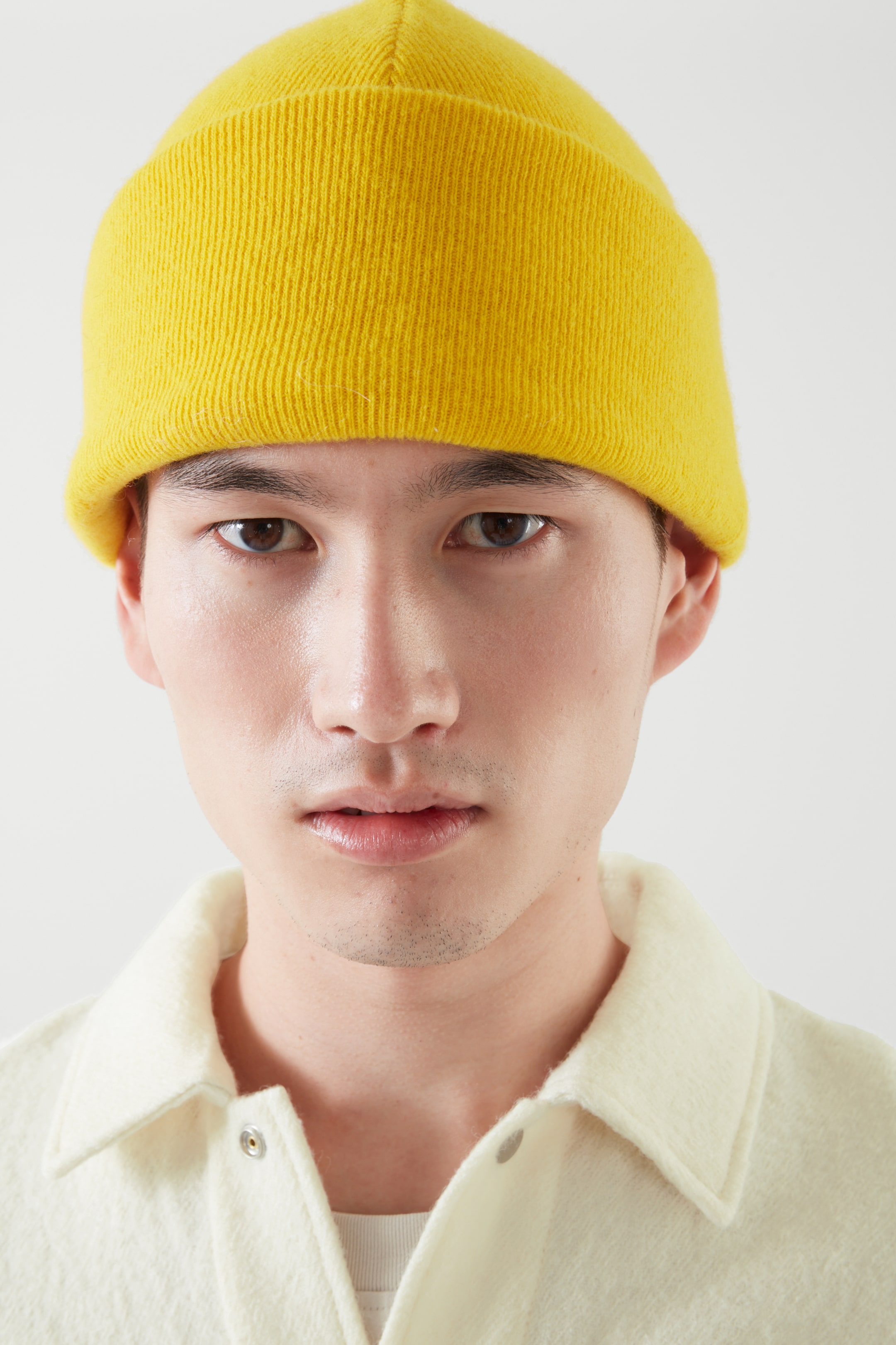 Top image of cos RELAXED-FIT WOOL BEANIE in YELLOW