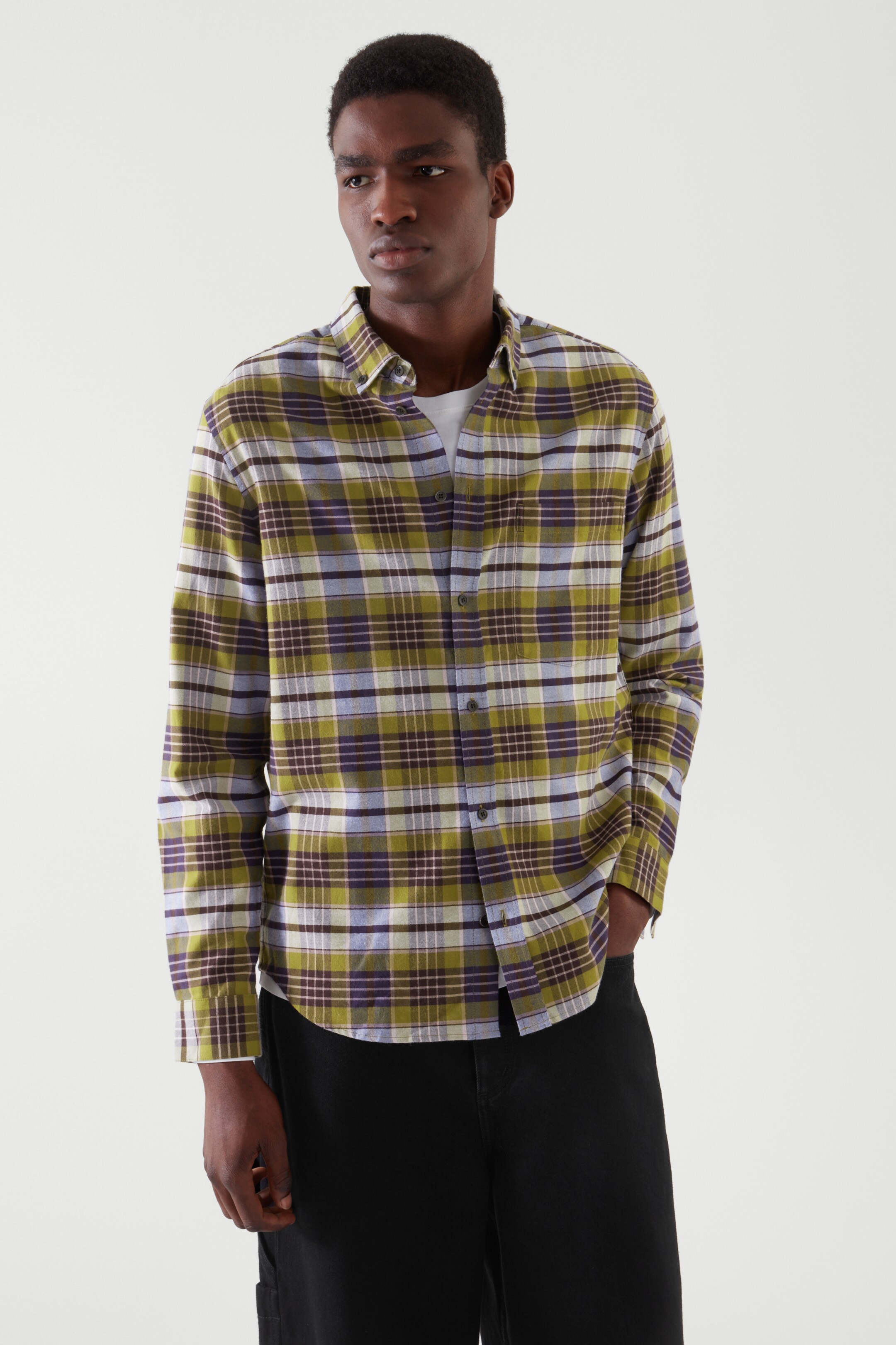Top image of cos REGULAR-FIT FLANNEL SHIRT in MULTICOLOURED