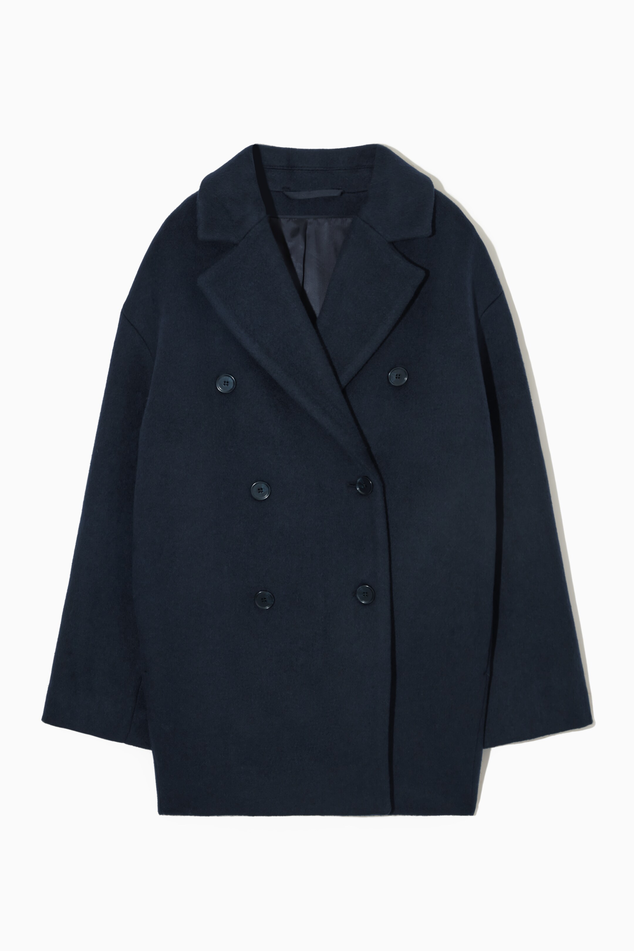 cos single breasted wool blend coat