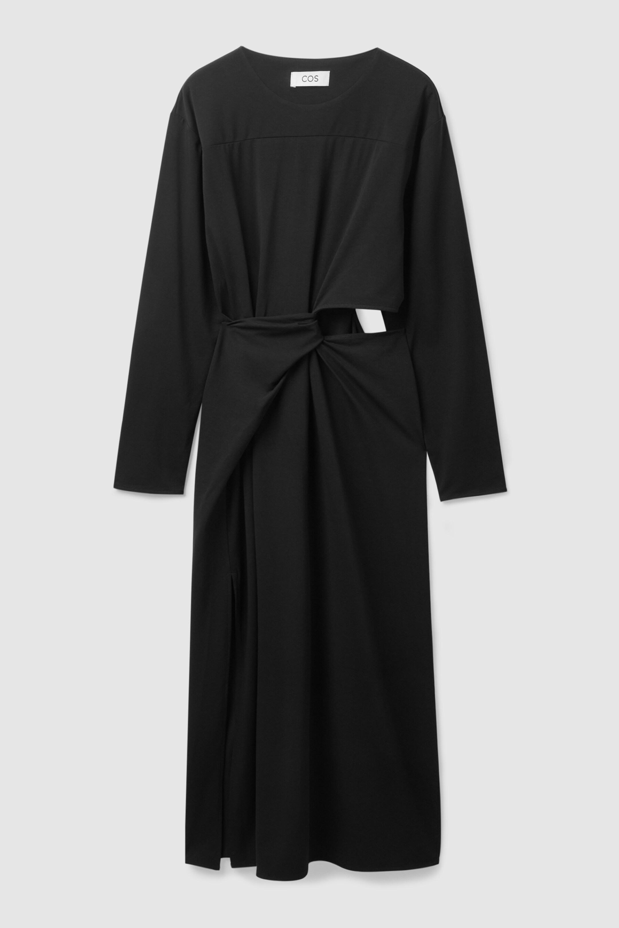 Front image of cos CUT-OUT MIDI DRESS in BLACK