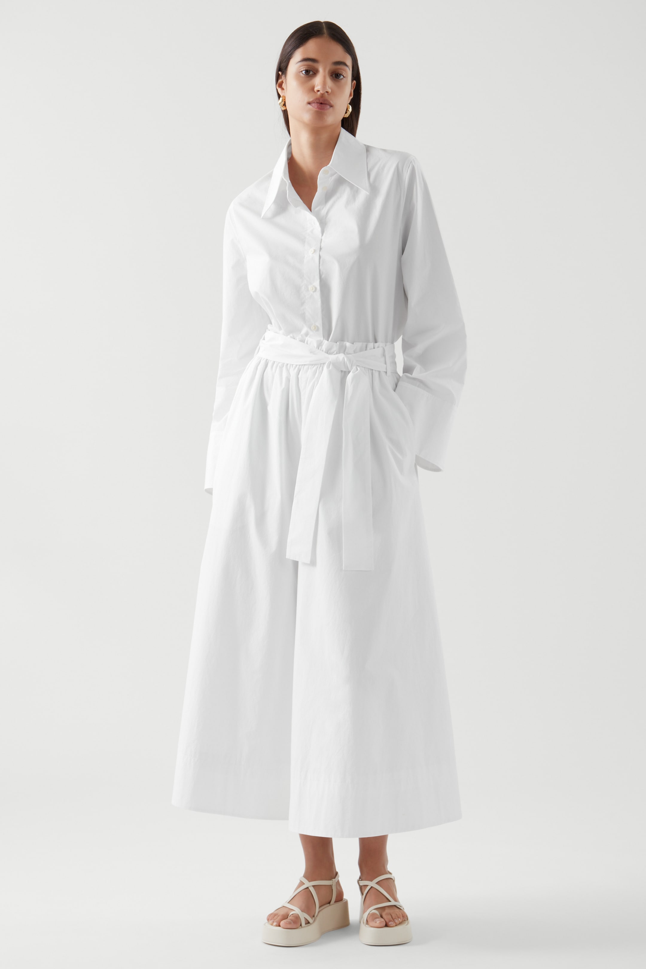 Front image of cos WIDE-LEG CULOTTES in WHITE