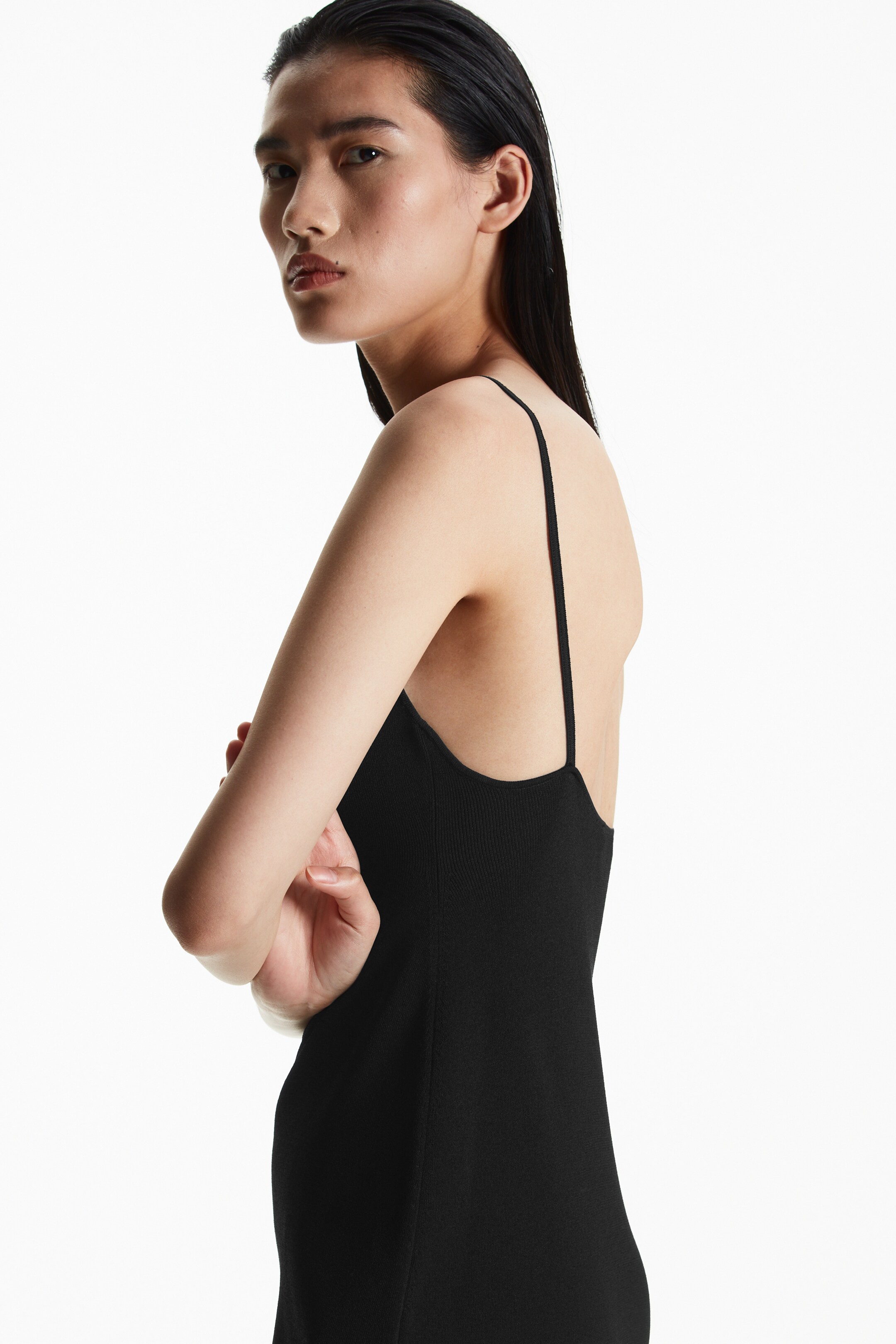 Backless knitted slip dress - Black 
