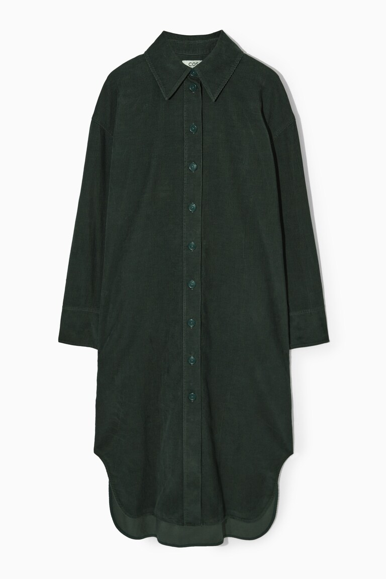 CORDUROY MIDI SHIRT DRESS