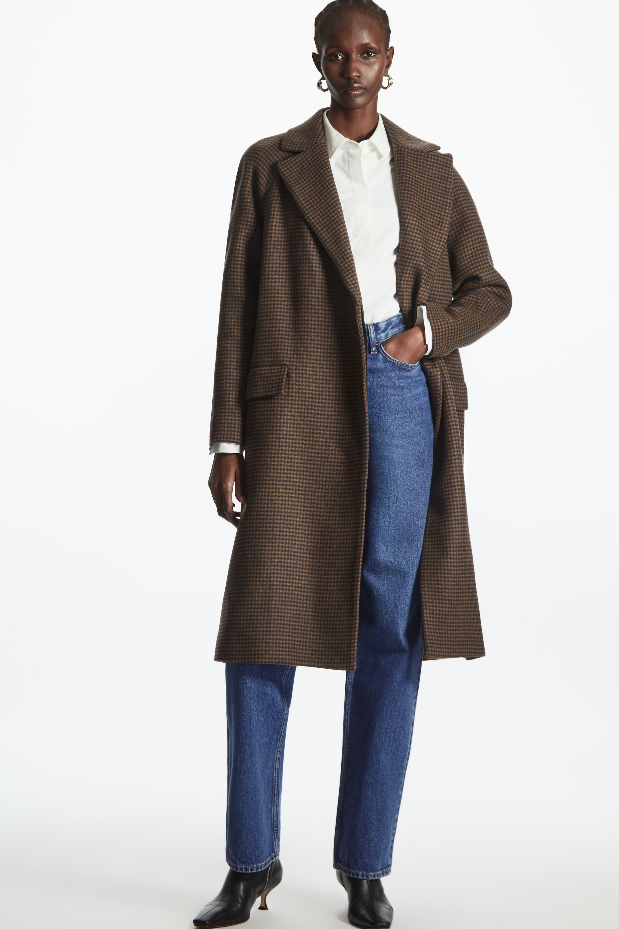 Houndstooth wool-blend coat - BROWN / HOUNDSTOOTH - women | COS