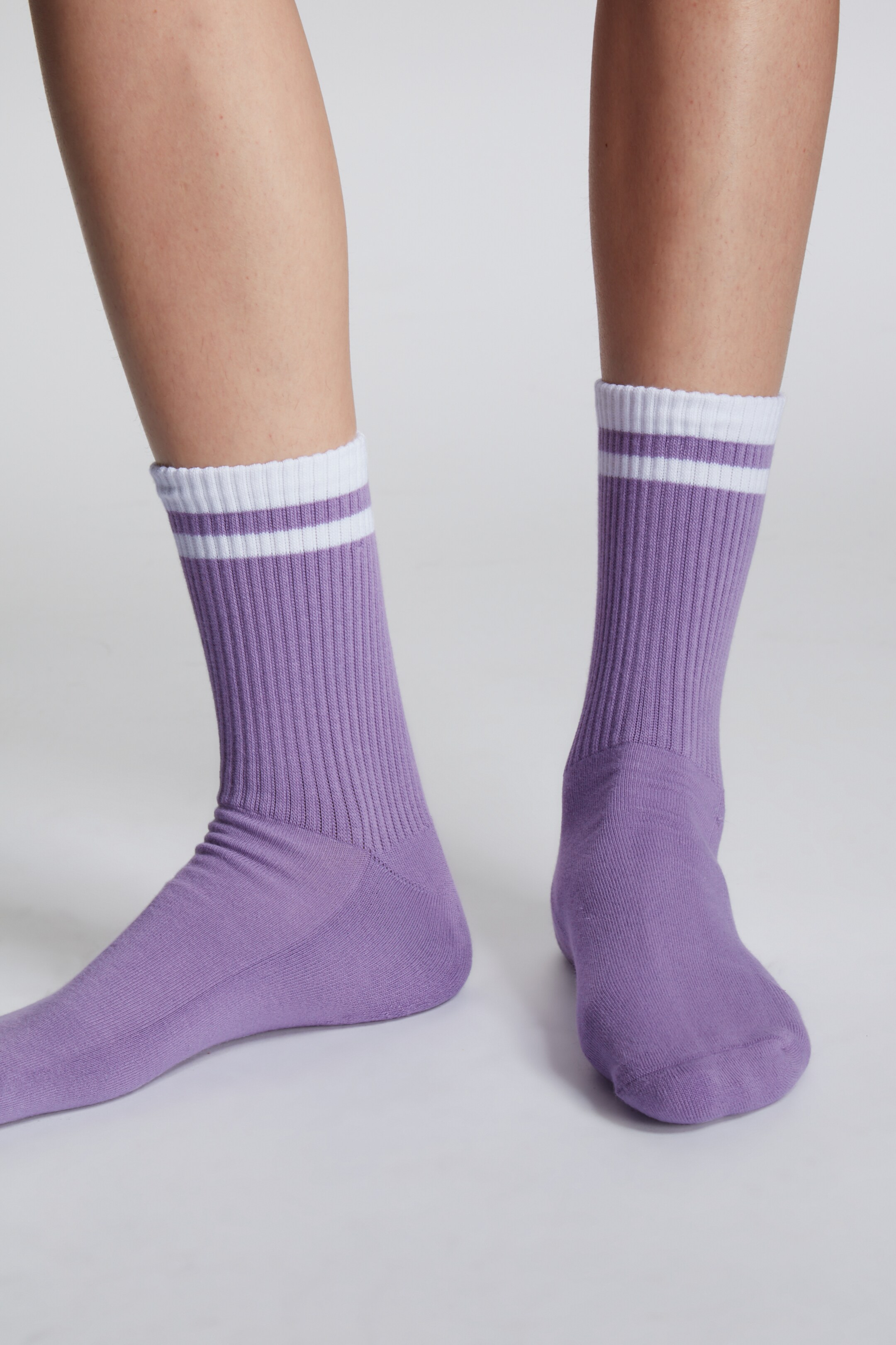 Front image of cos 2-PACK STRIPED SOCKS in PURPLE