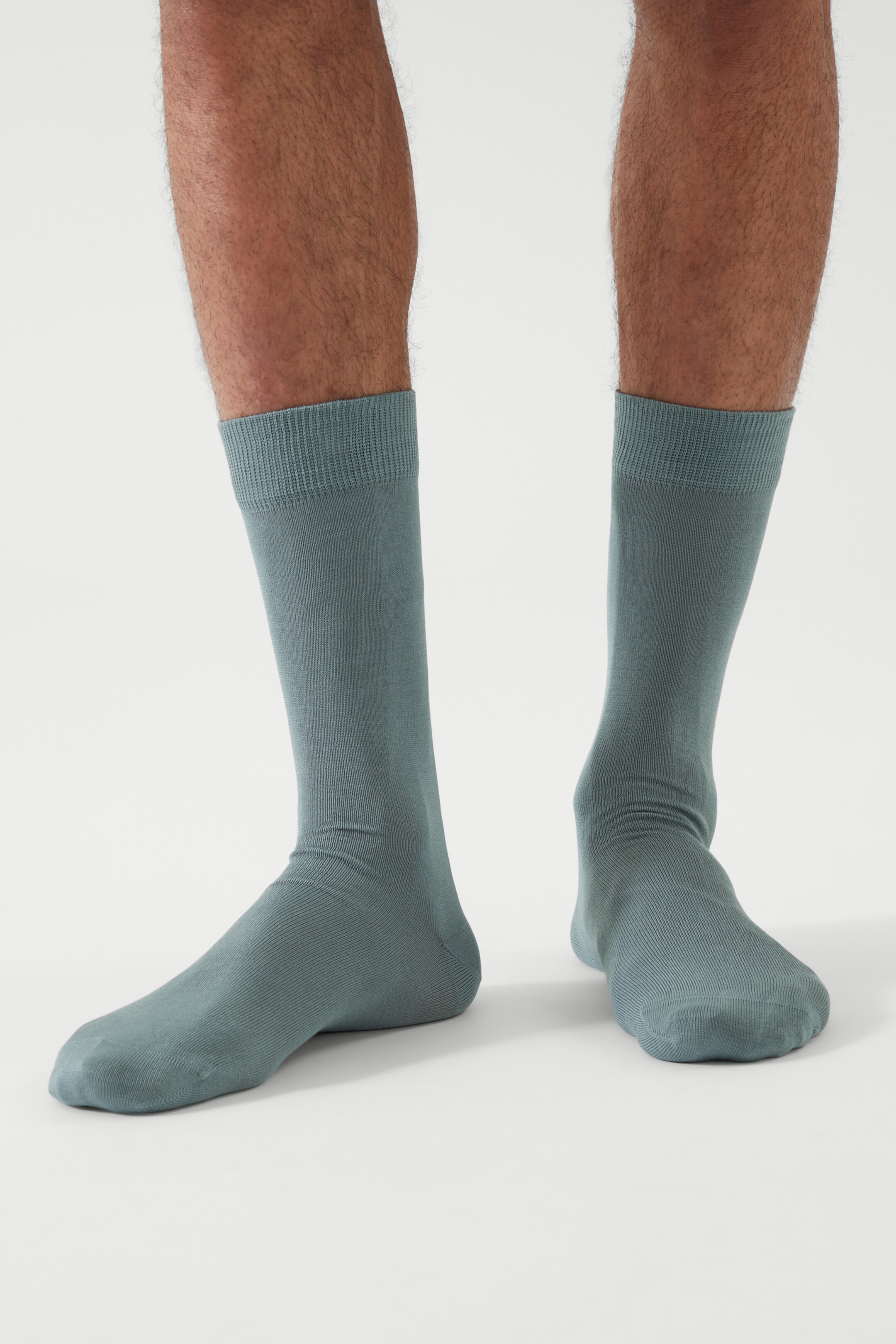 Front image of cos MERCERISED COTTON SOCKS in light turquoise