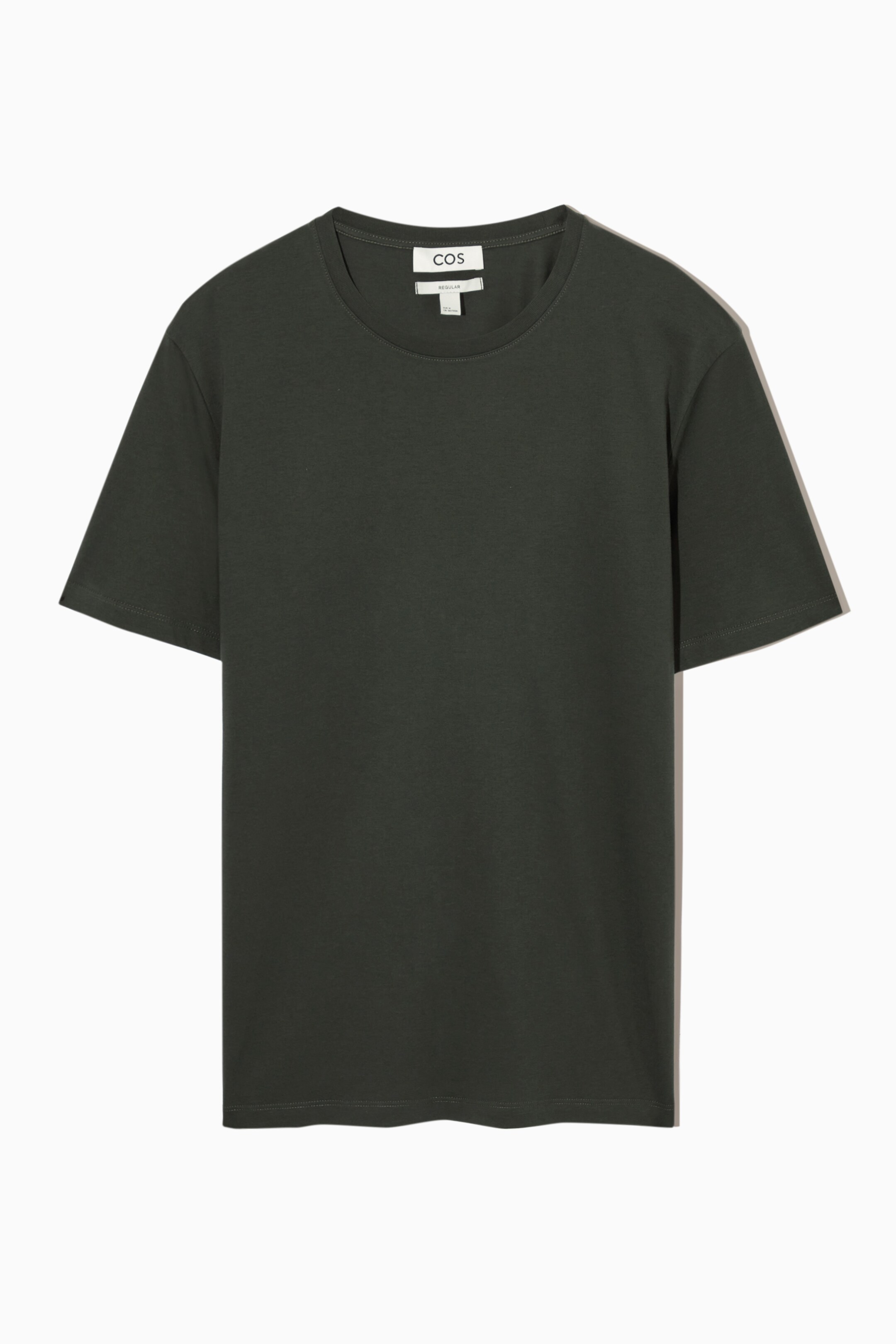 Front image of cos THE EXTRA FINE T-SHIRT in dark green