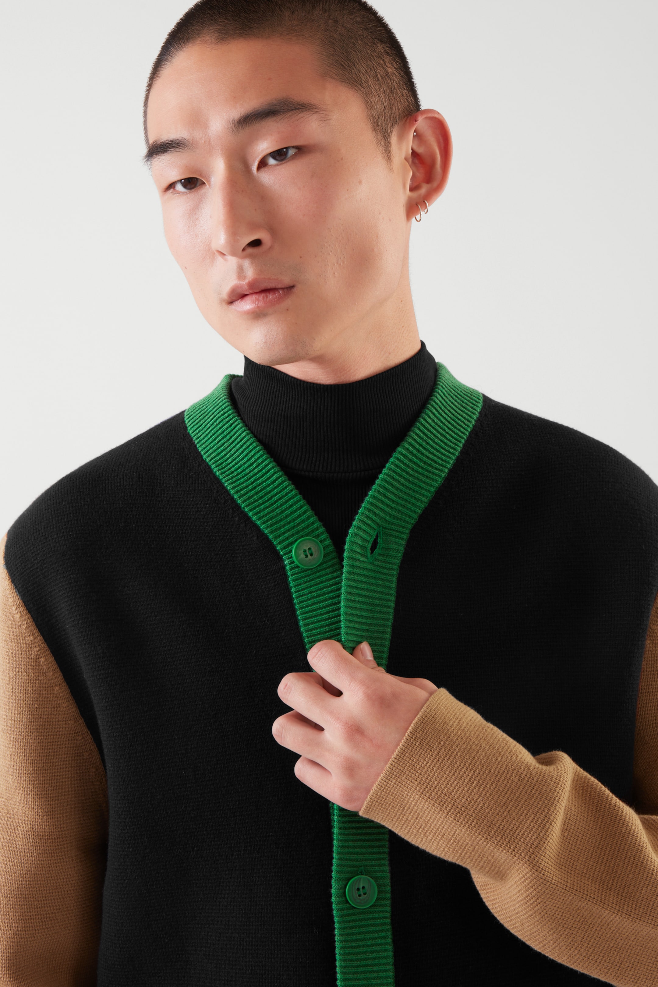 Front image of cos REGULAR-FIT CARDIGAN in BROWN
