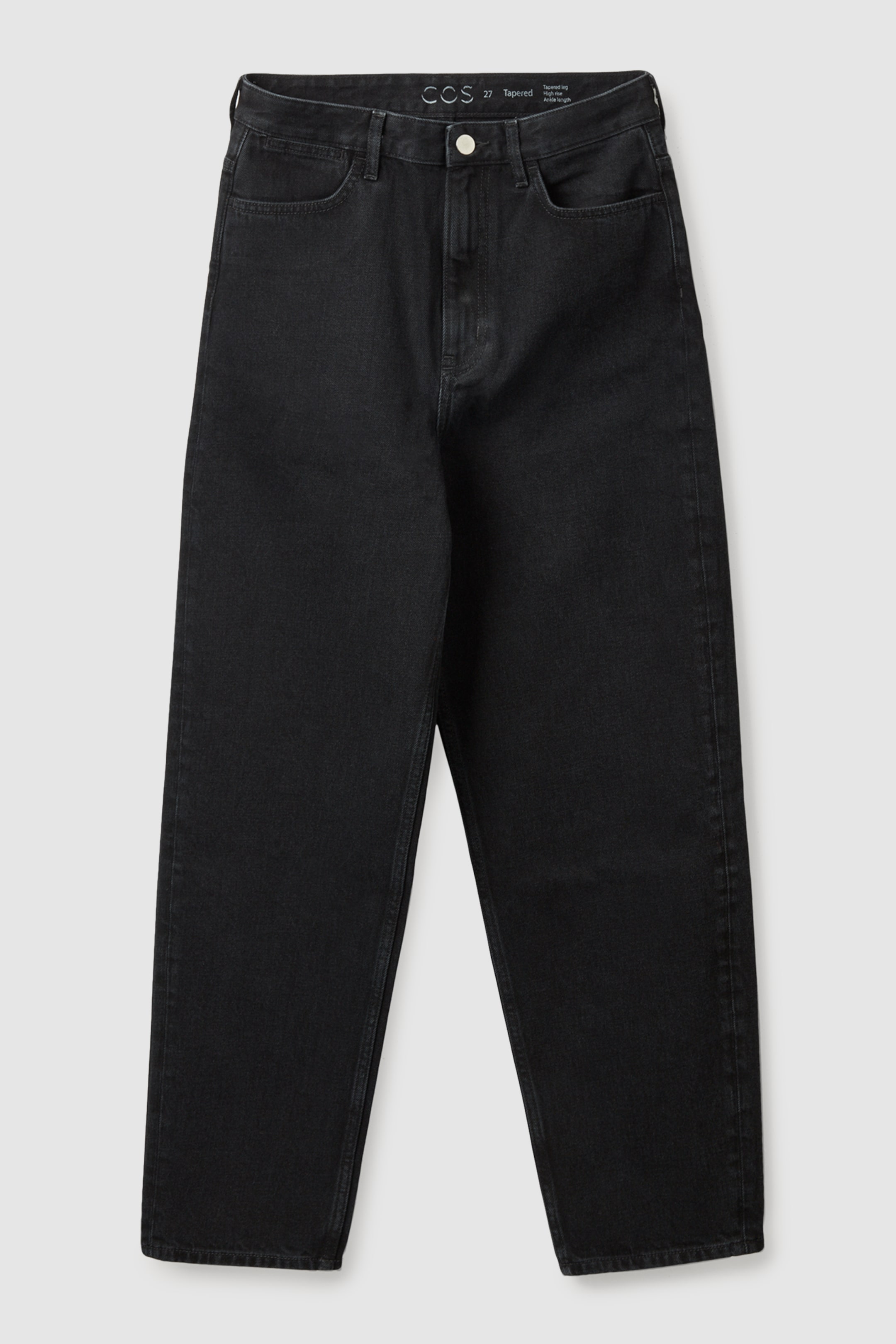 Front image of cos TAPERED-LEG HIGH-RISE JEANS in black
