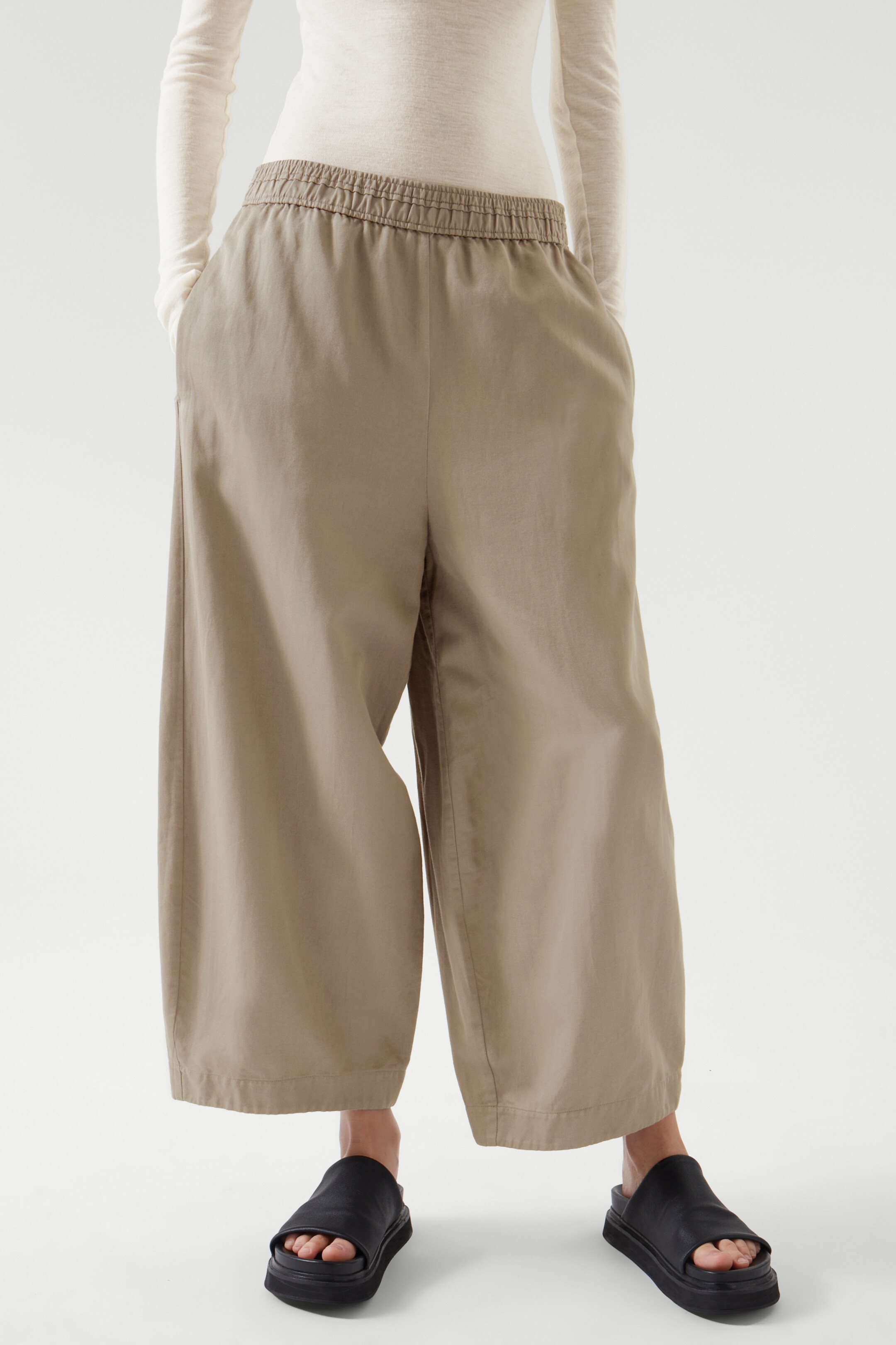 Bottom image of cos ELASTICATED CULOTTES in BEIGE