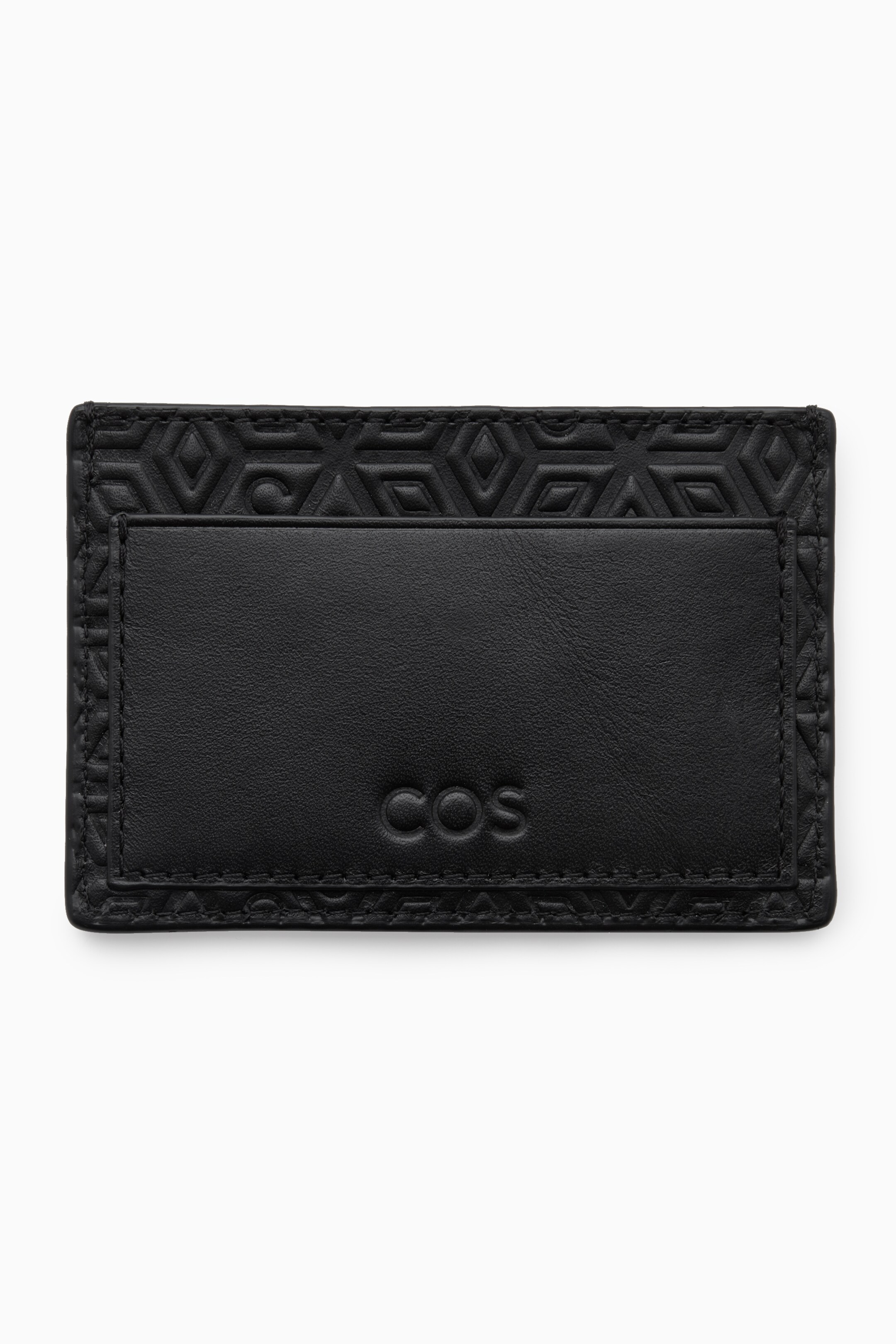 Front image of cos LEATHER CARD HOLDER in BLACK