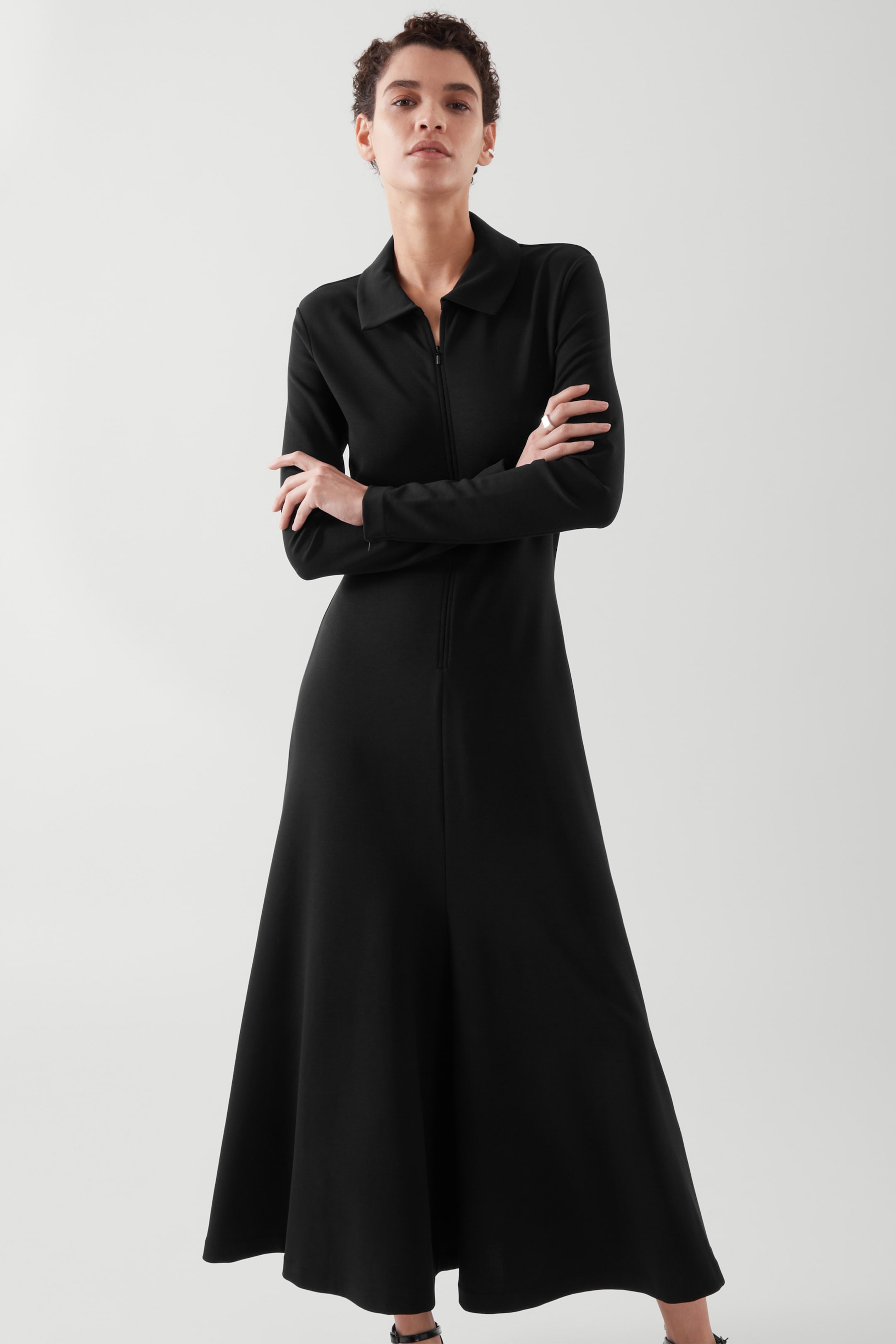 cos black dress long sleeve