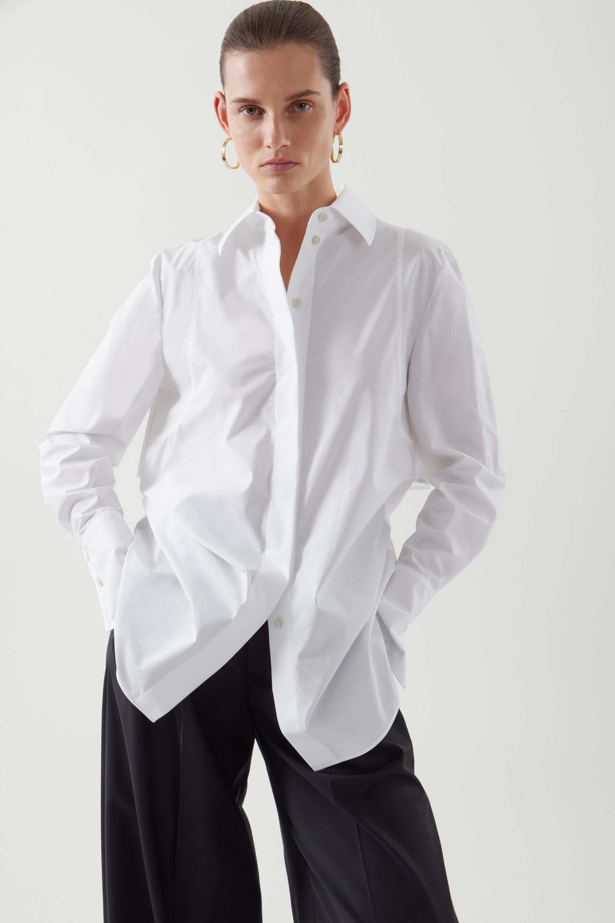 Front image of cos RELAXED-FIT TAILORED SHIRT in WHITE