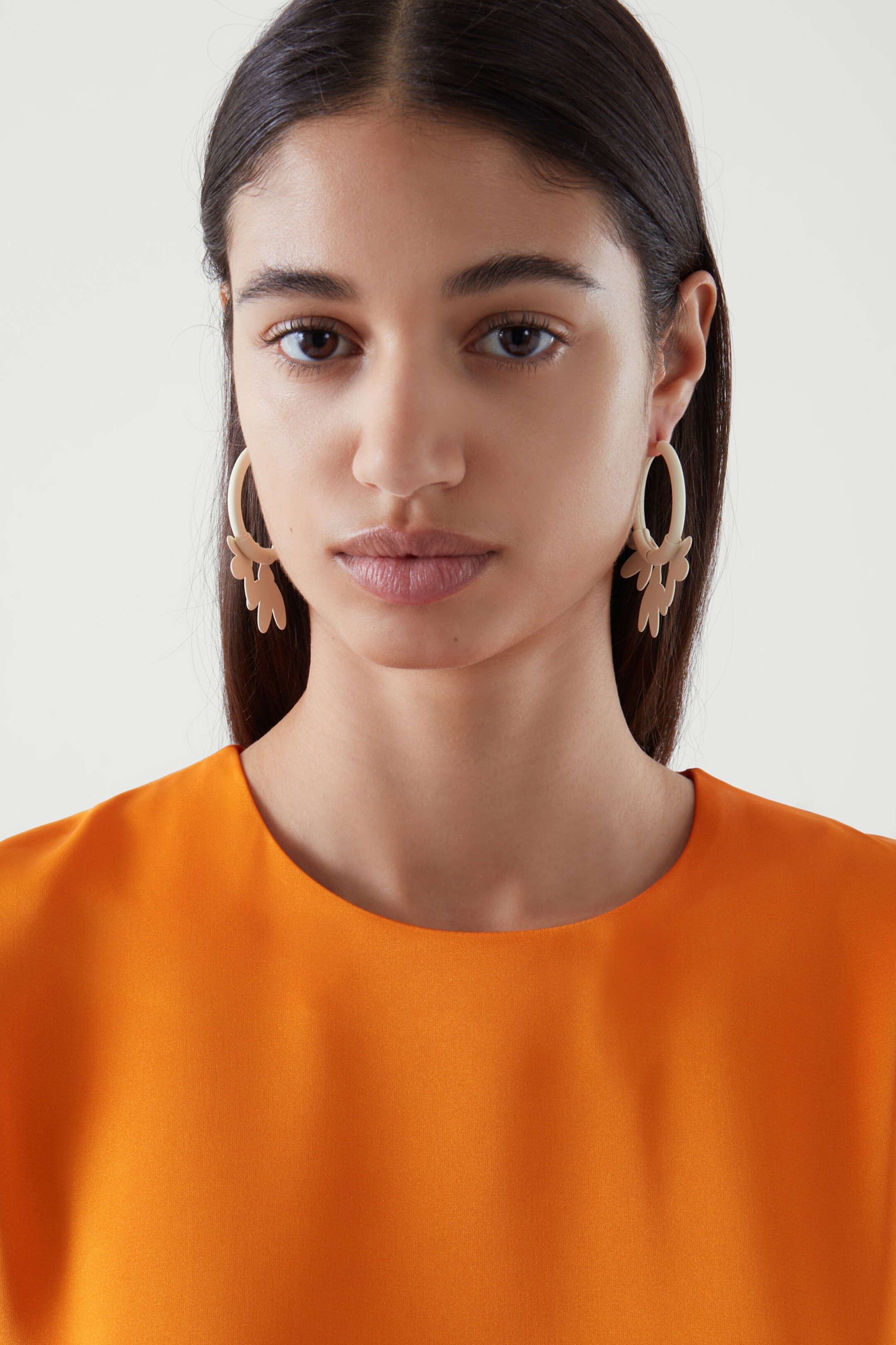 Front image of cos STATEMENT HOOP EARRINGS in WHITE
