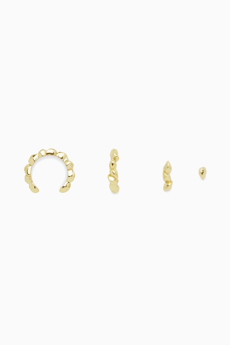 SET OF FOUR GOLD-PLATED EARRINGS