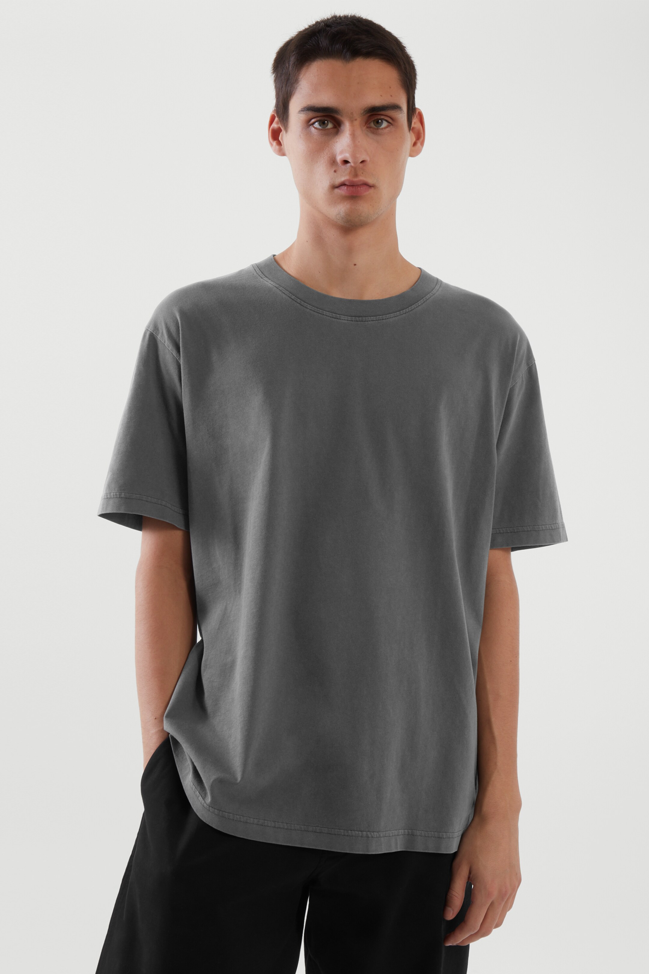 Front image of cos RELAXED-FIT T-SHIRT in WASHED GREY