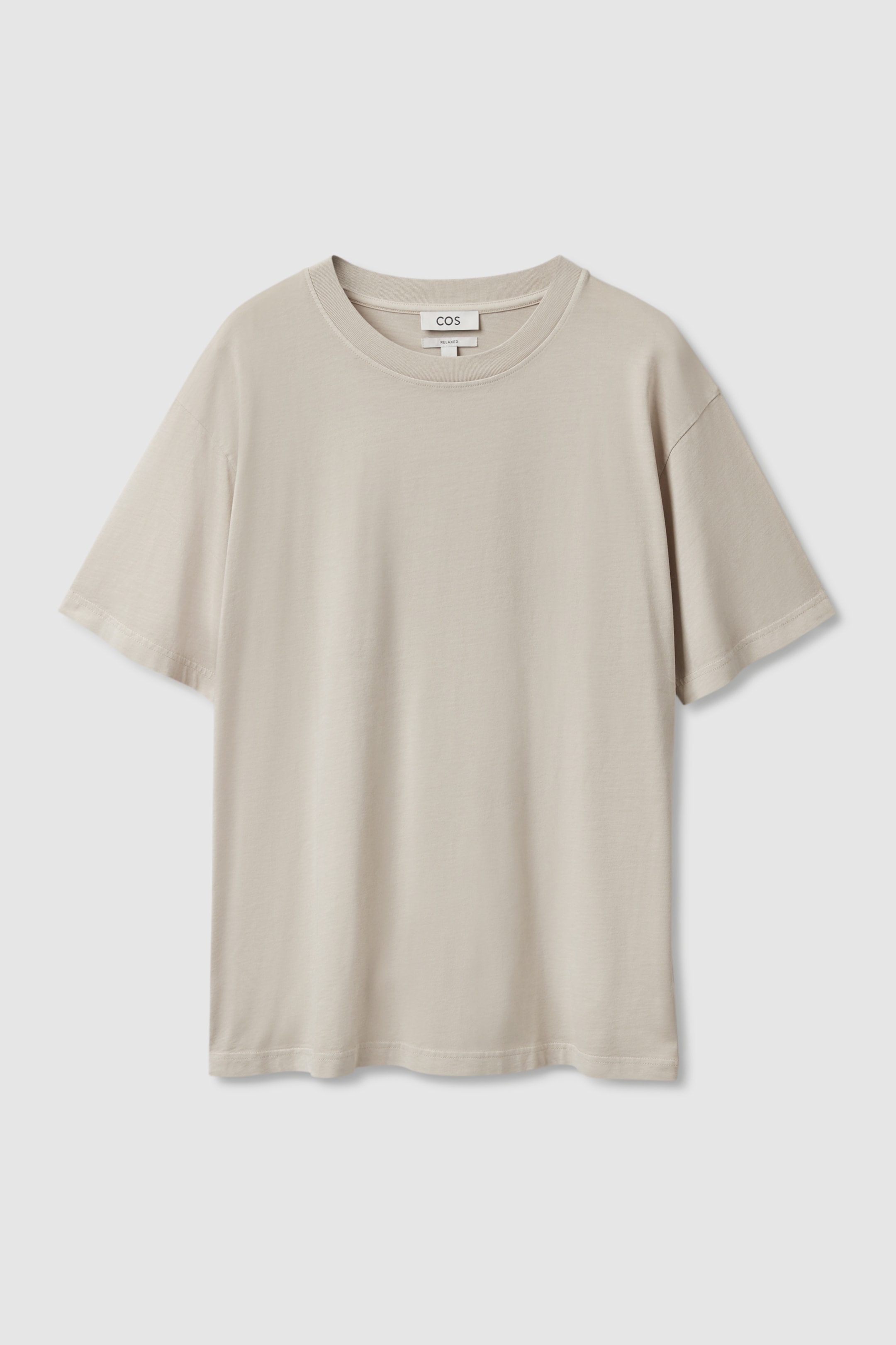 Front image of cos THE SUPER SLOUCH T-SHIRT in LIGHT BEIGE