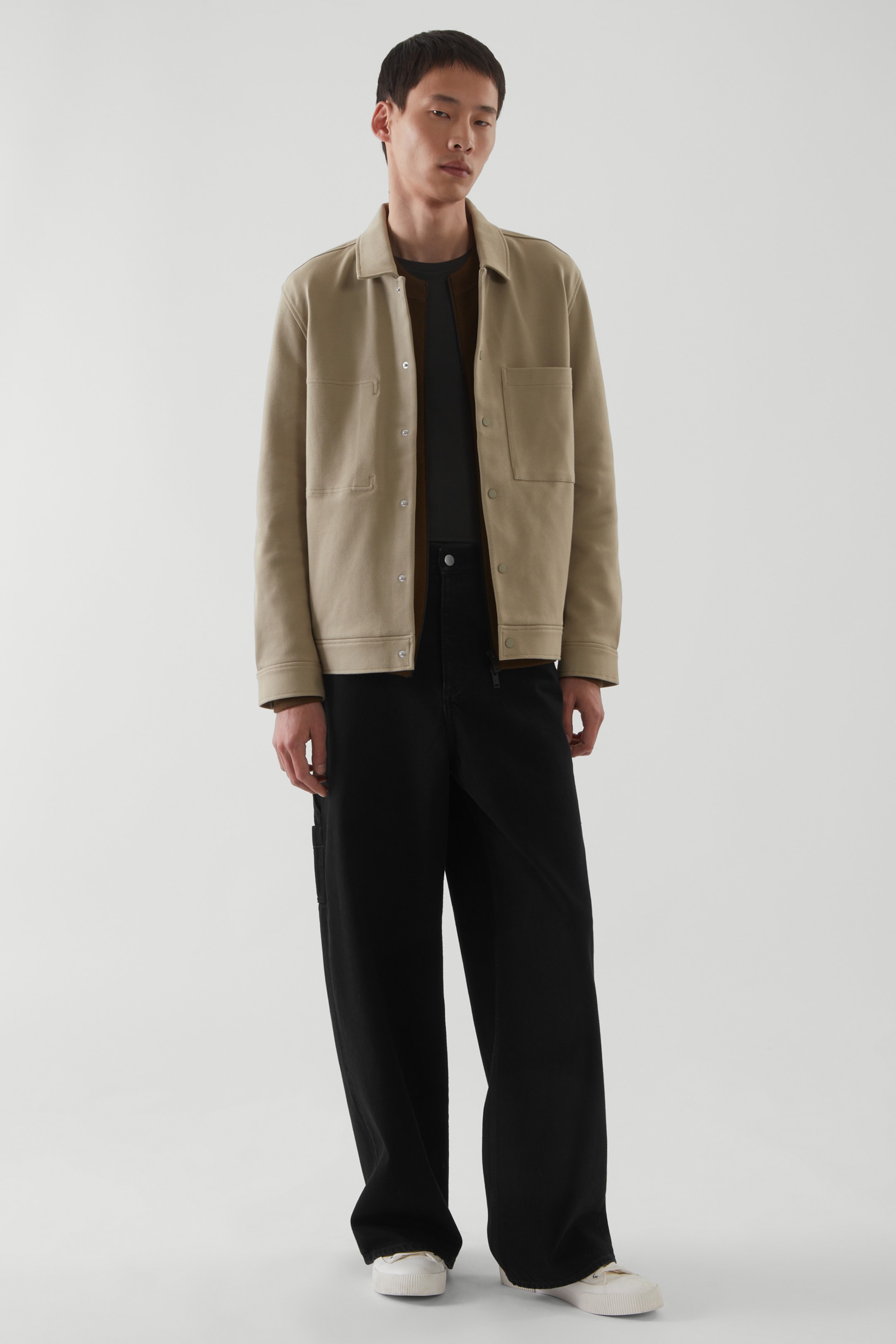 Jersey twill shirt jacket - beige - Men 