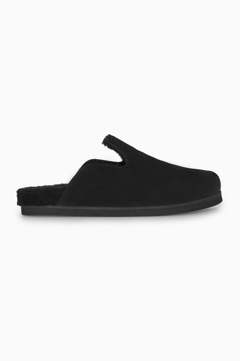 FLEECE-LINED SUEDE MULES