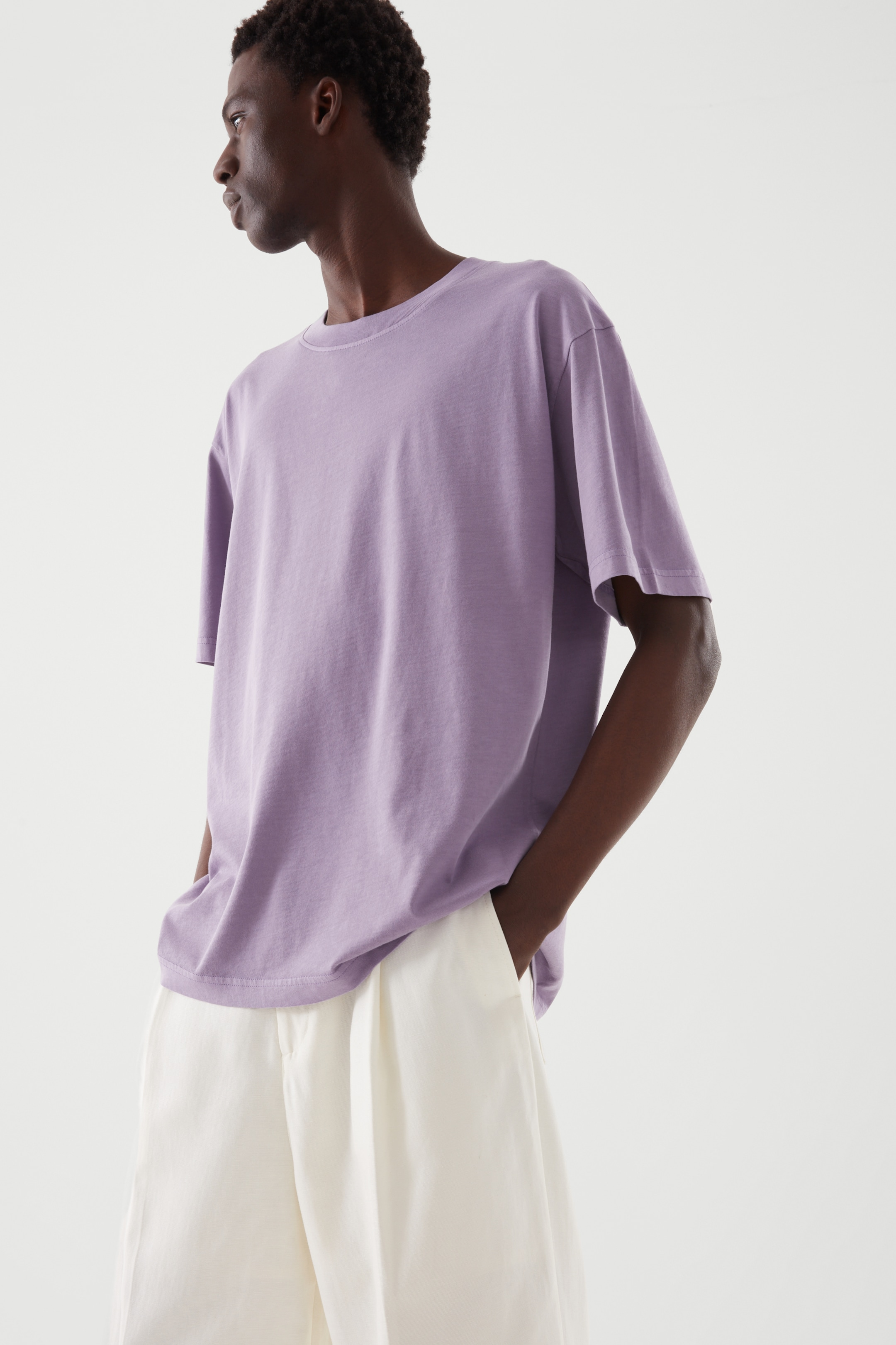 Left image of cos RELAXED-FIT T-SHIRT in WASHED LILAC