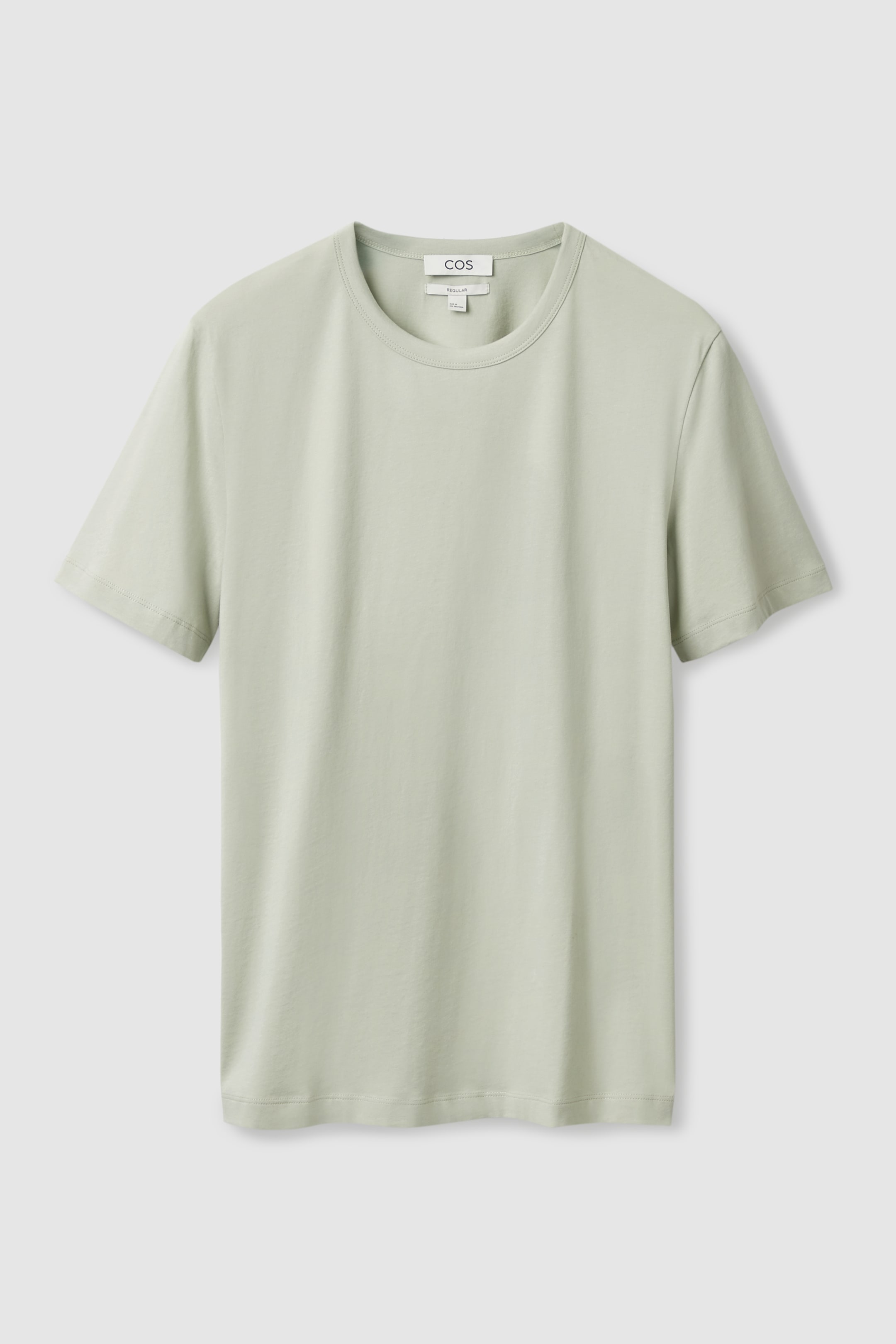 Front image of cos REGULAR-FIT MID-WEIGHT BRUSHED T-SHIRT in LIGHT GREEN