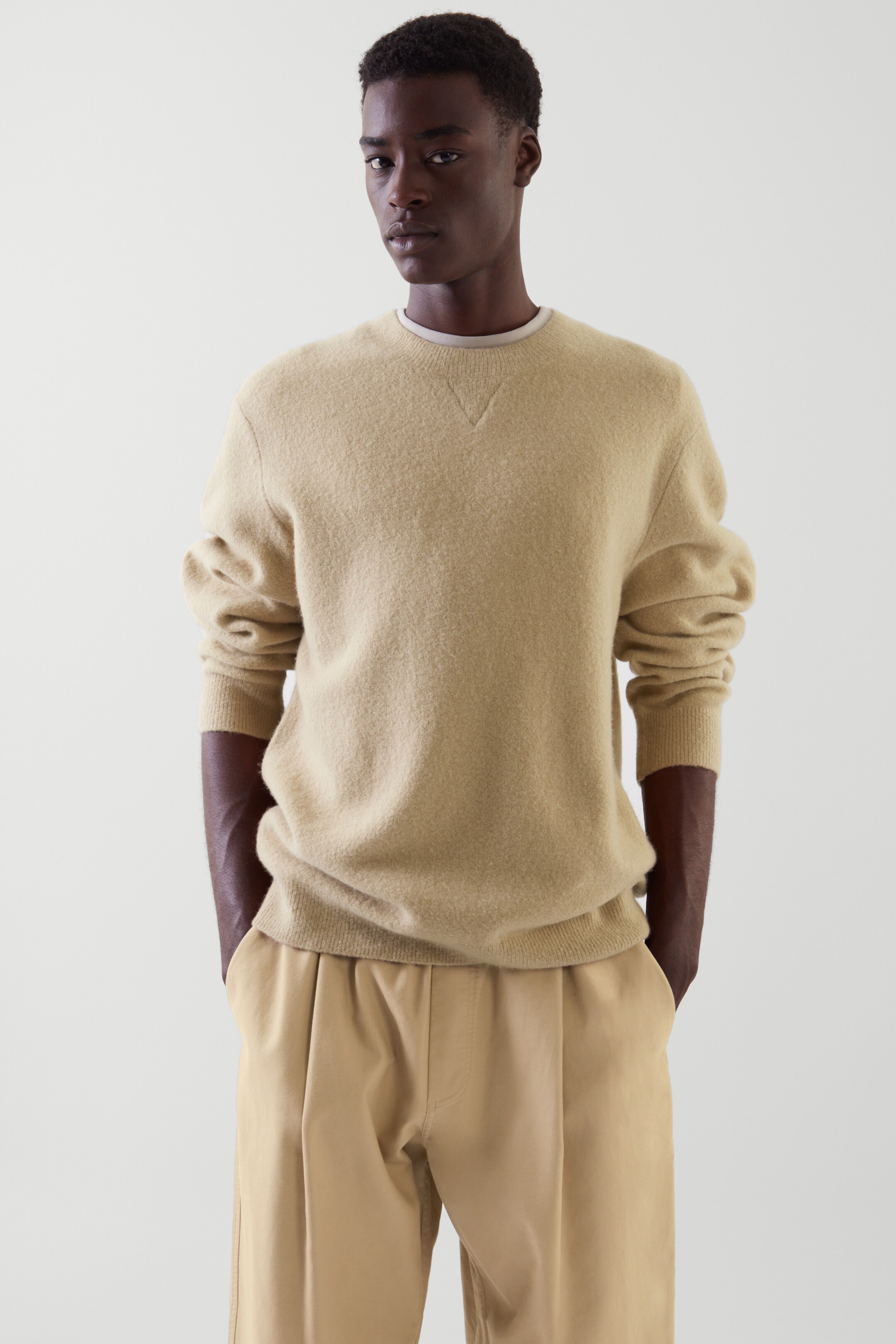 Front image of cos BOILED WOOL JUMPER in BEIGE