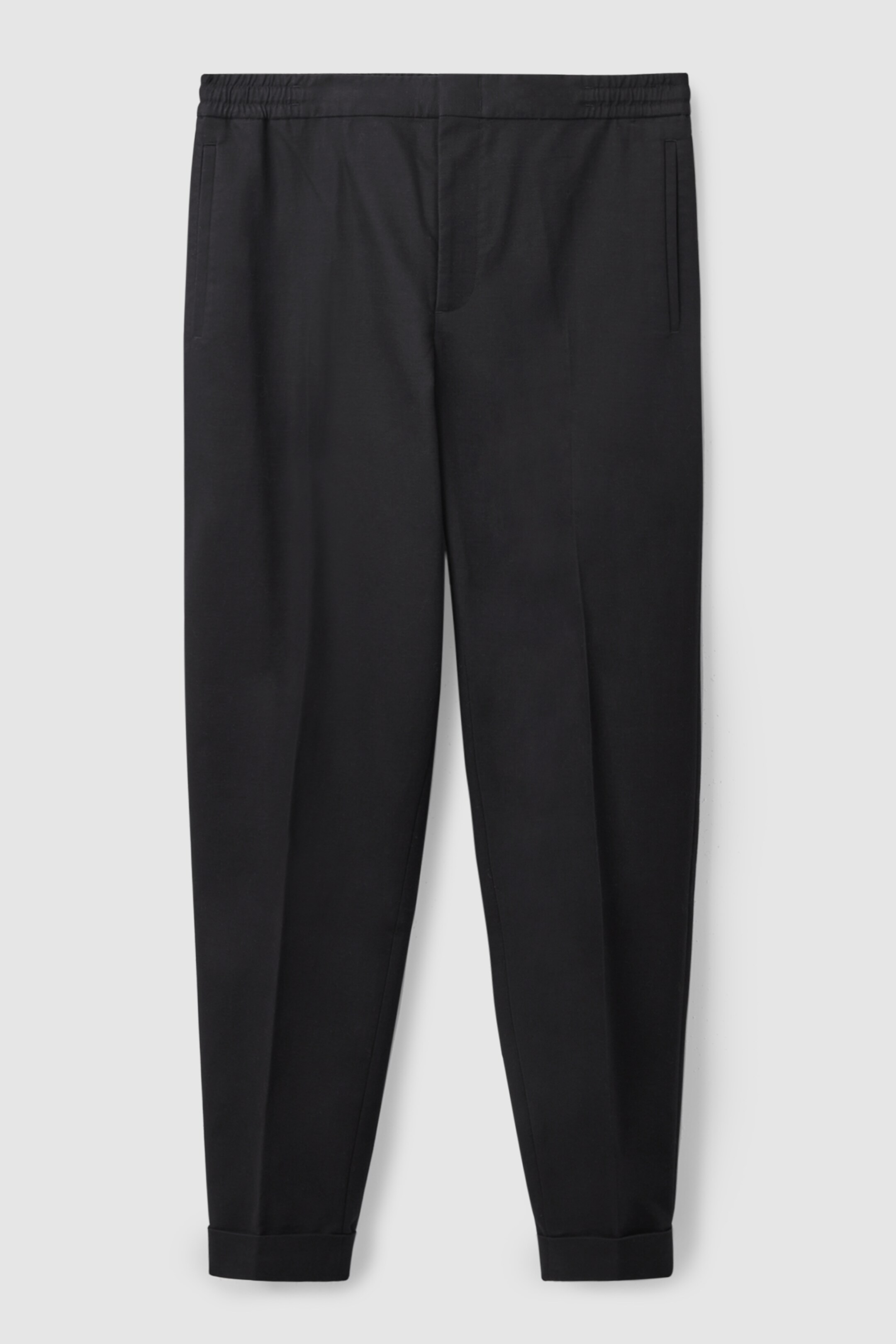 Front image of cos REGULAR-FIT PLEATED PANTS in BLACK