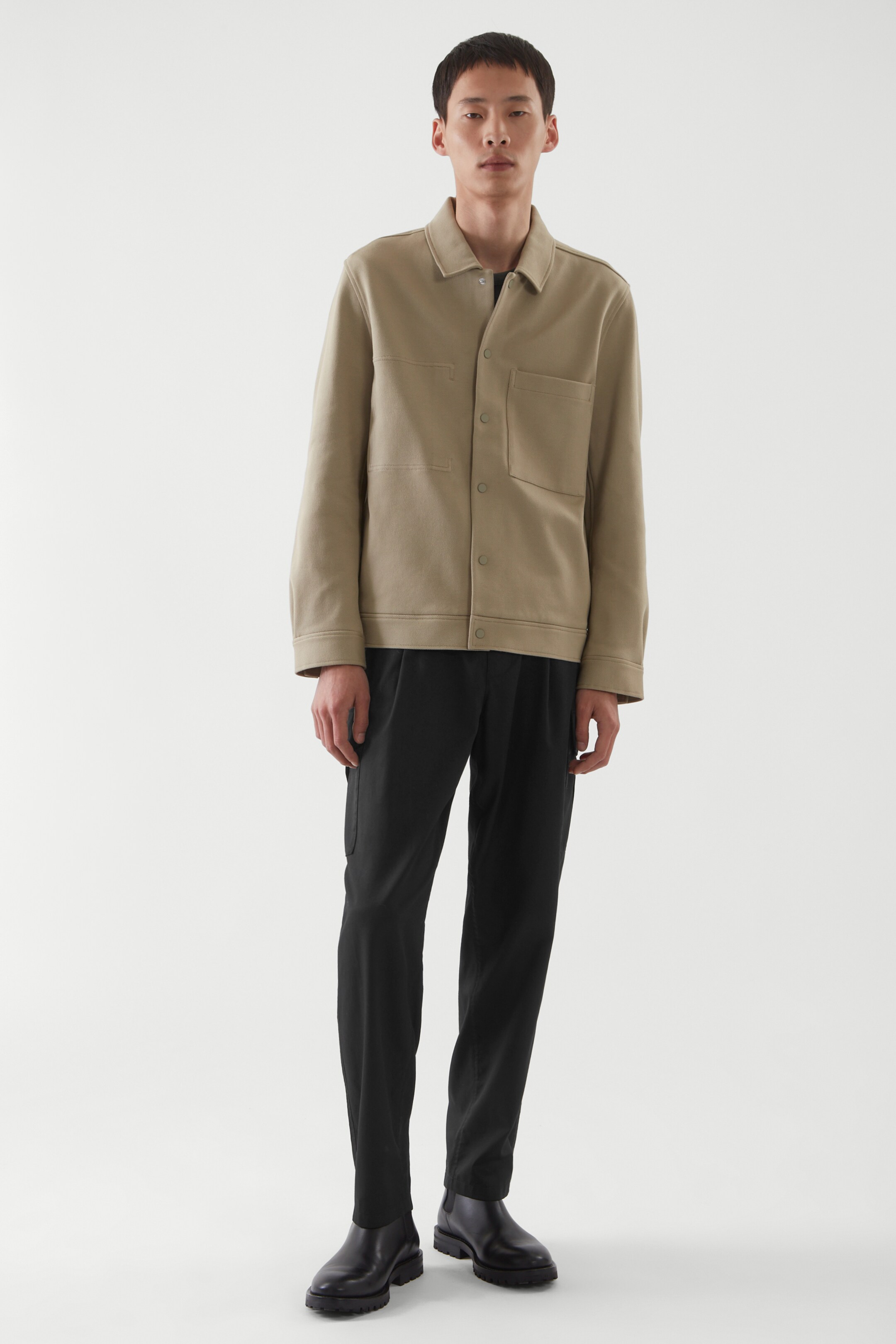 Jersey twill shirt jacket - beige - Men 