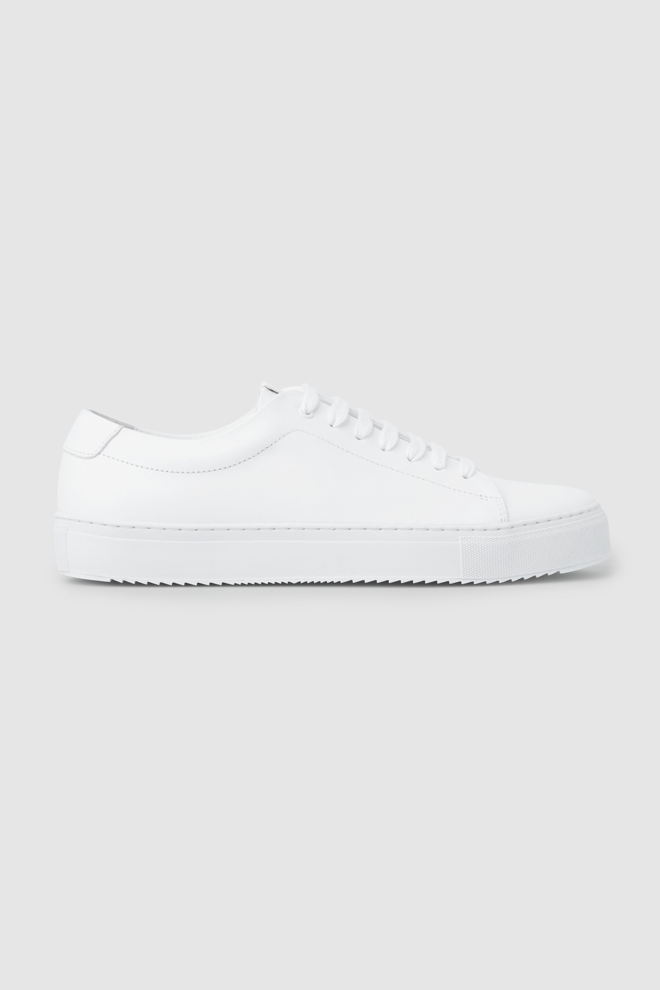 Right image of cos LEATHER LACE-UP TRAINERS in white