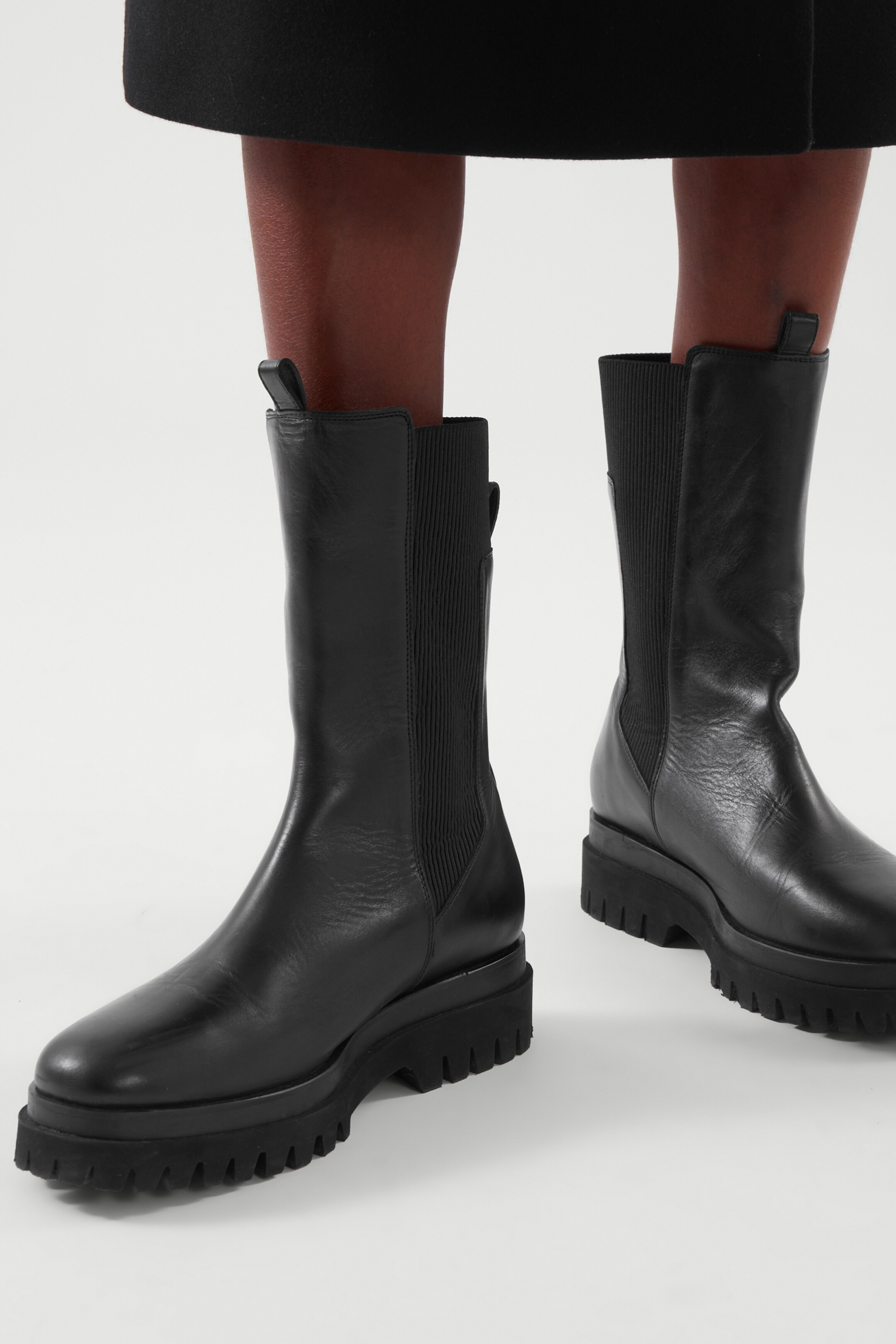 Bottom image of cos CHUNKY LEATHER CHELSEA BOOTS in black