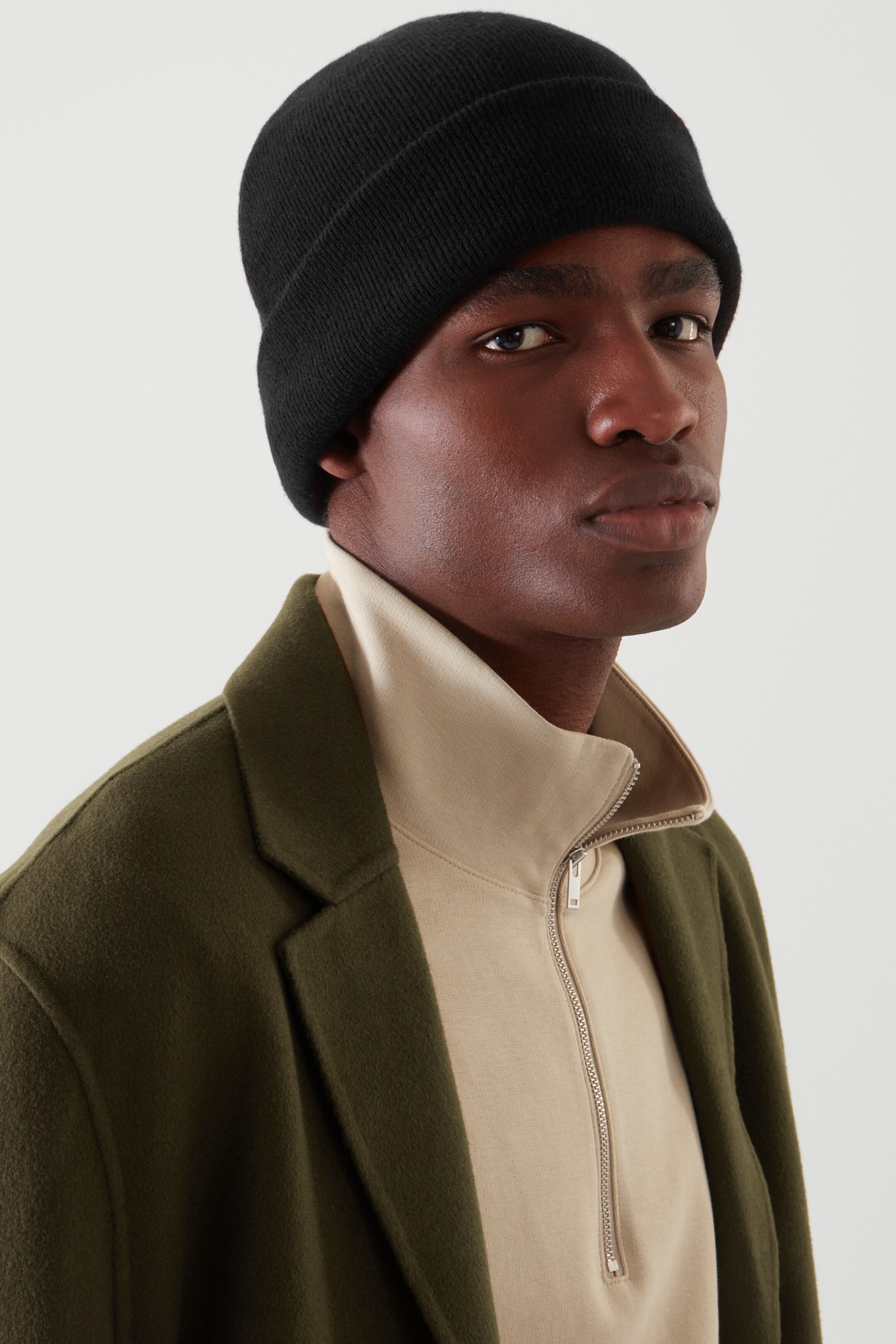 Right image of cos RELAXED-FIT WOOL BEANIE in BLACK