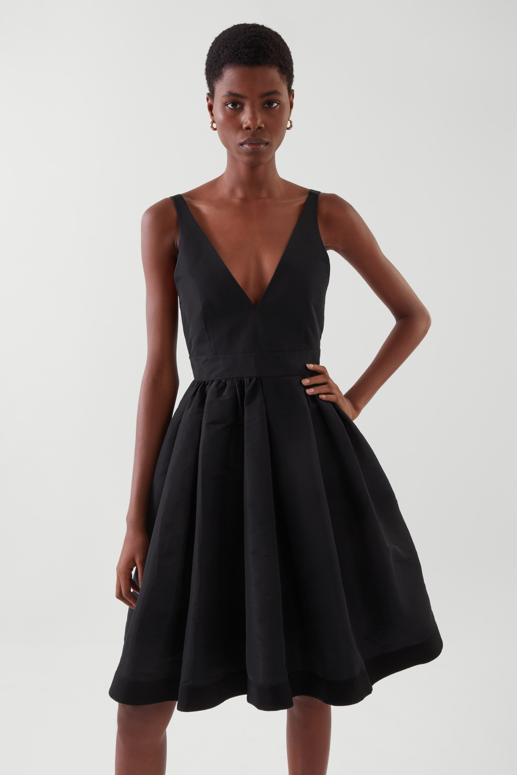 Deep v-neck dress - BLACK - Women | COS AU