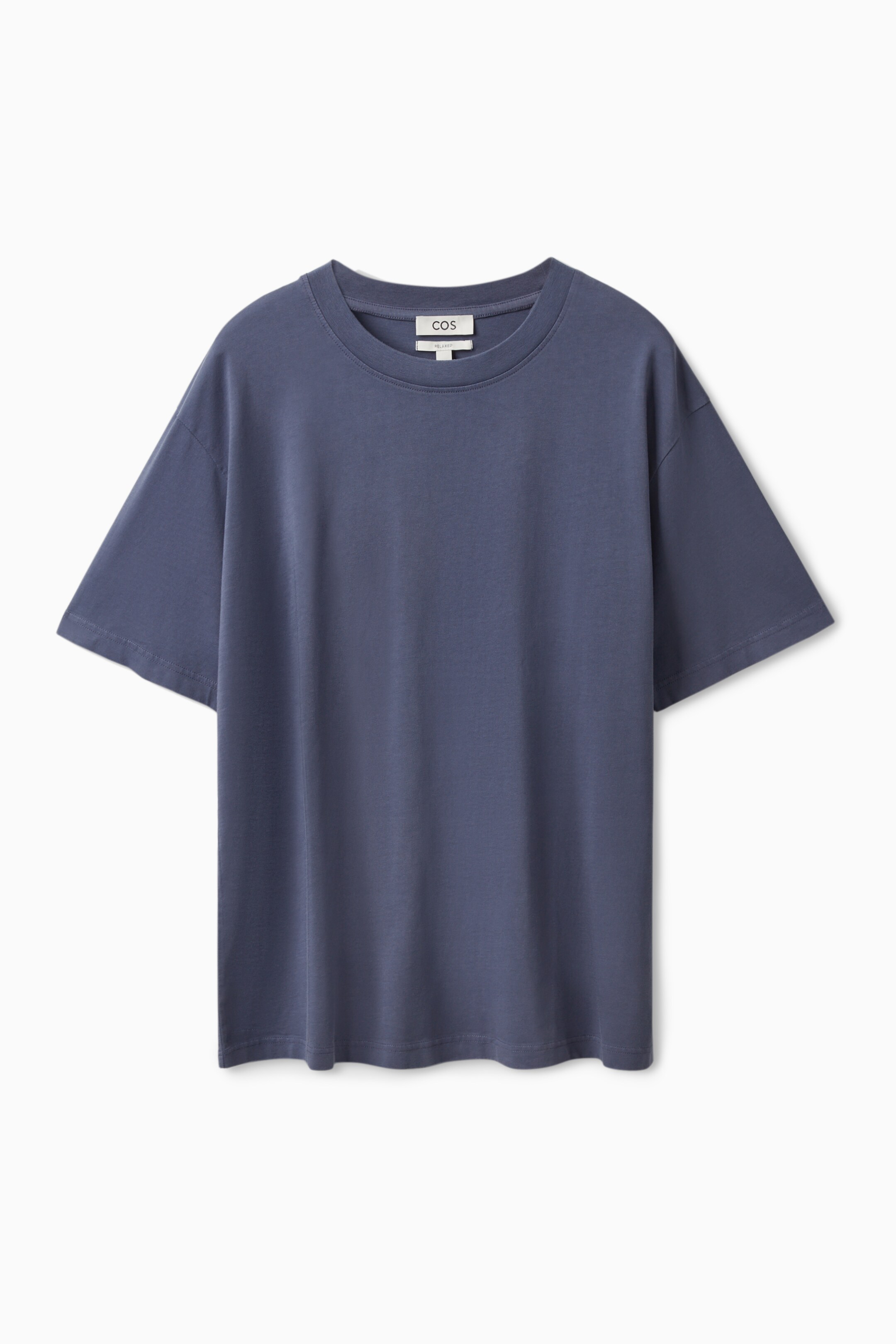Front image of cos THE SUPER SLOUCH T-SHIRT in WASHED NAVY