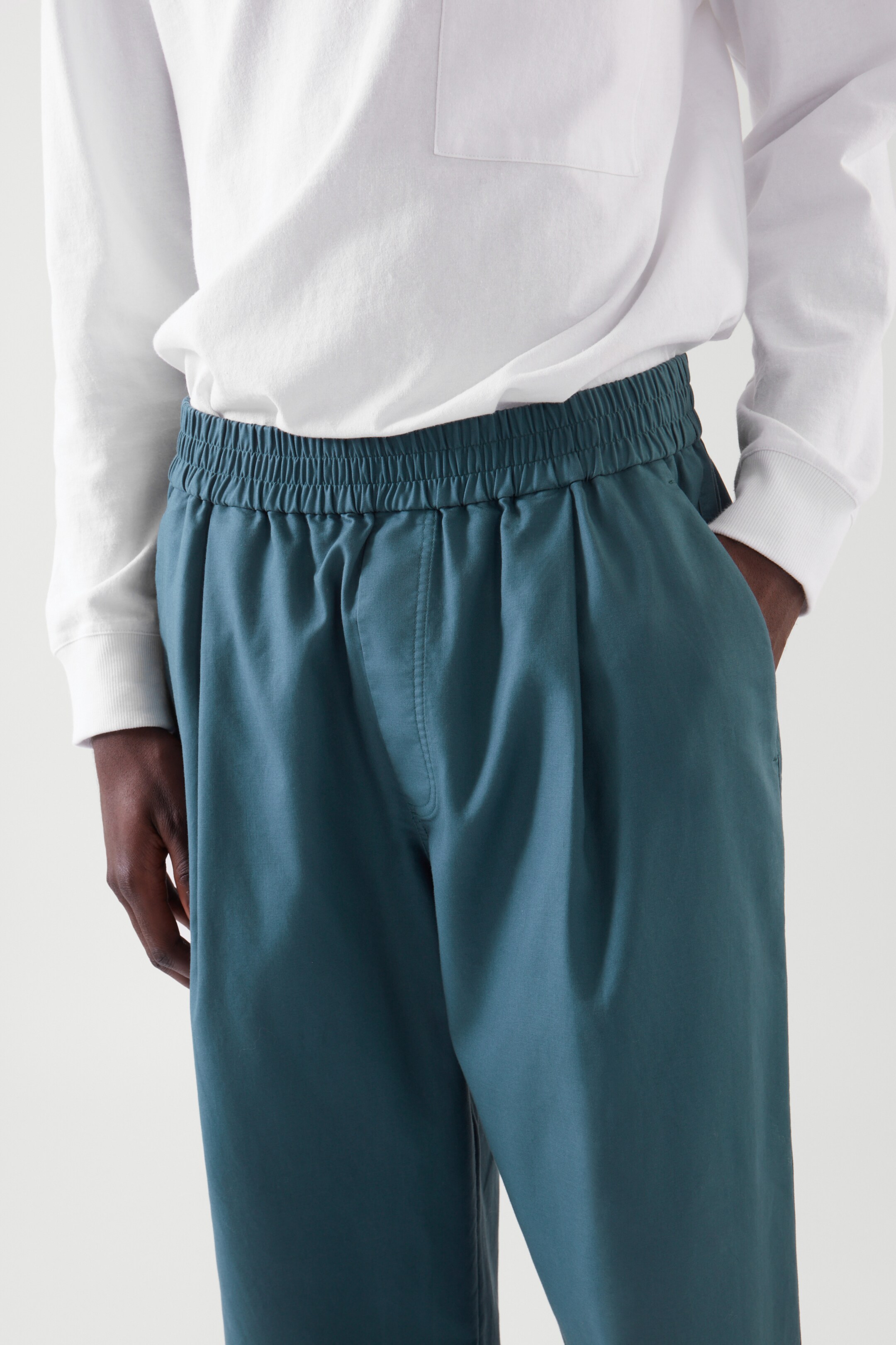 Bottom image of cos OVERSIZED-FIT ELASTICATED PANTS in TEAL